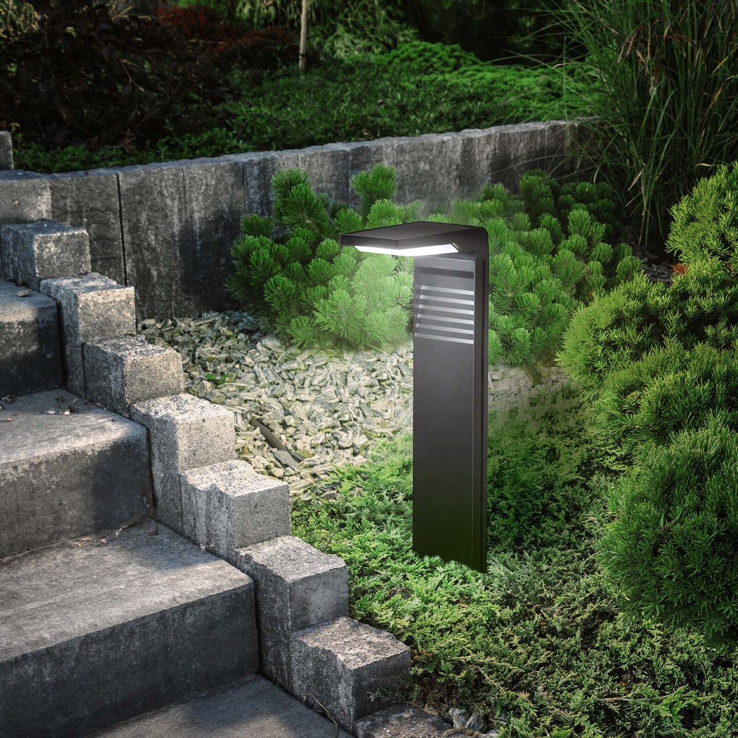 2 Pack Solar Pathway Lights Outdoor Waterproof - 100 Lumens LED Garden Lights, IP65 Rated, All-Night Illumination, Auto On/Off (Black)