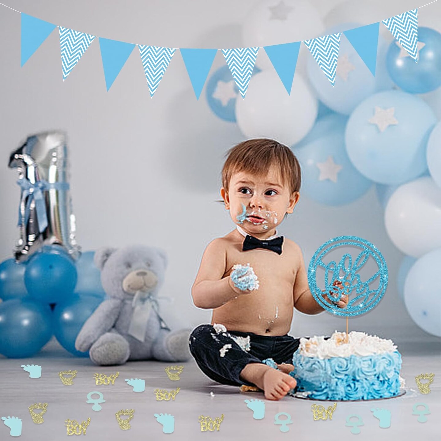 Gender Reveal Confetti - Gold and Blue for Baby Boy Shower Decorations, 250PCS for Gender Reveal and Table Decorations