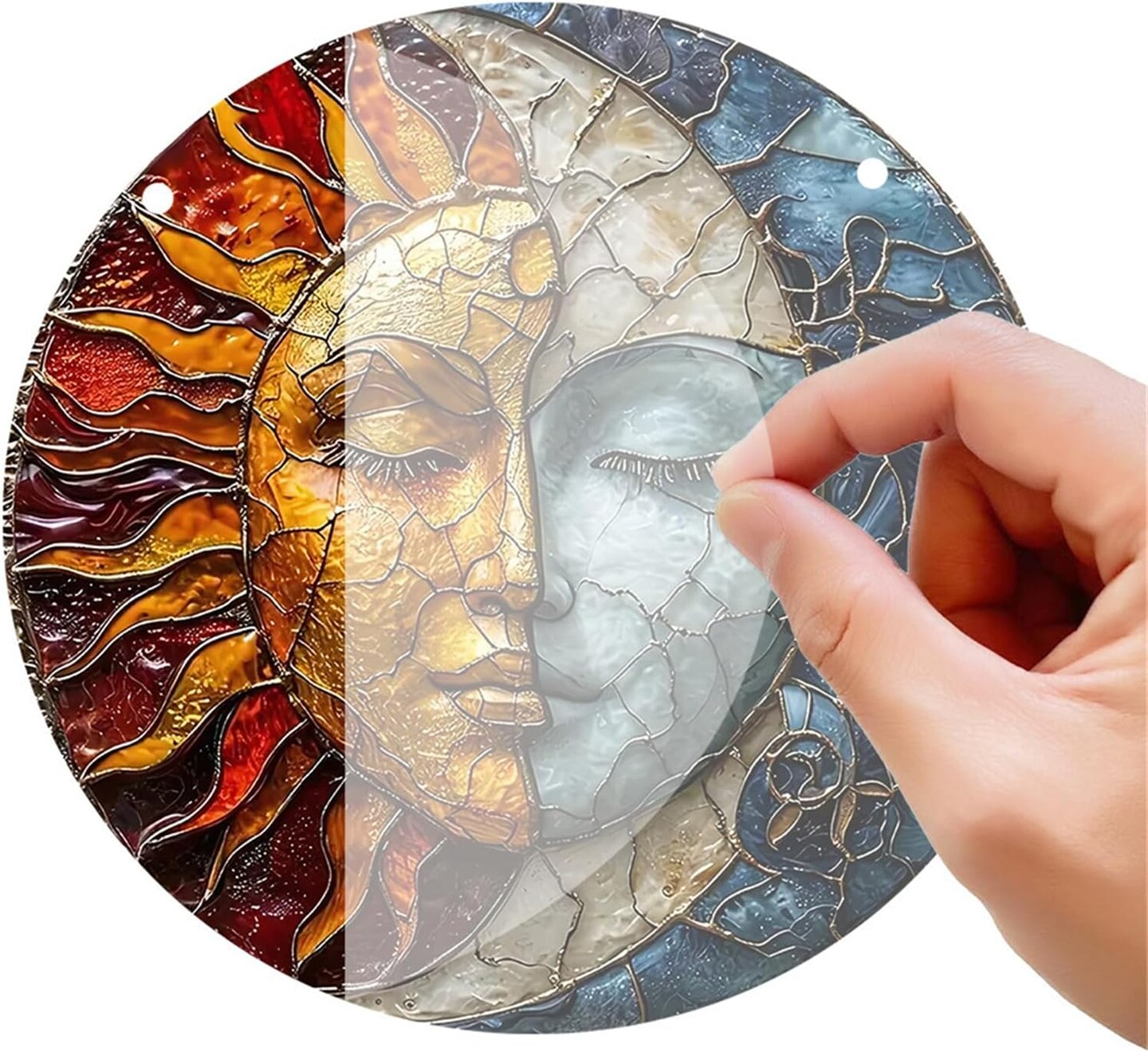 Summer Sun and Moon Acrylic Window Hangings Indoor Outdoor Stained Suncatchers Panels Bedroom Garden Kitchen Sun and Moon Wall Decor Gifts
