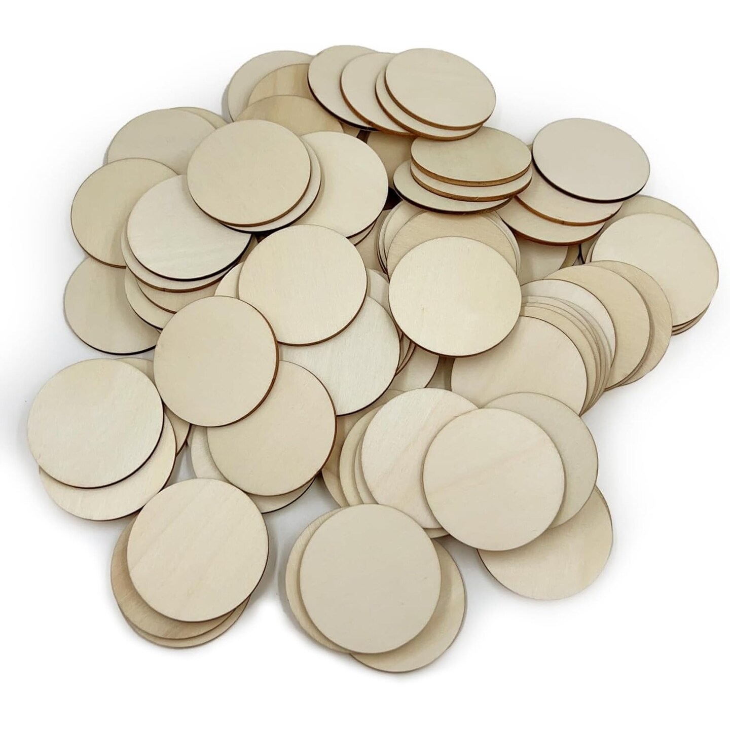 120 Pcs Unfinished Wood Circle Round Disc Blank Natural Wooden Cutout Ornaments for Decoration DIY Craft Art Supplies (Round 2 x 2 x 0.12 inches)