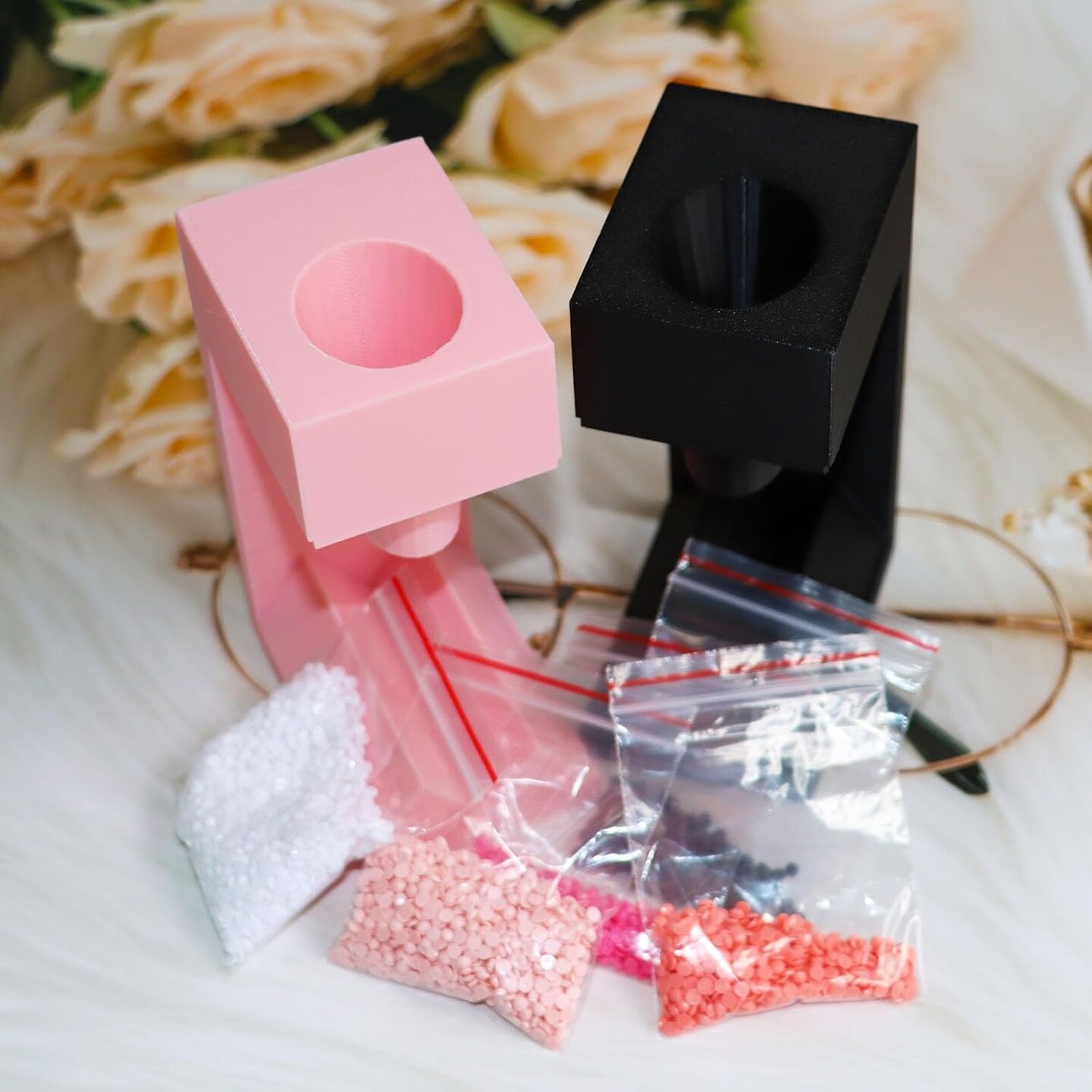 Diamond Painting Bag Funnel,Diamond Painting Drill Funnel for Zip Bags,Diamond Painting Accessories Tools (Pink)