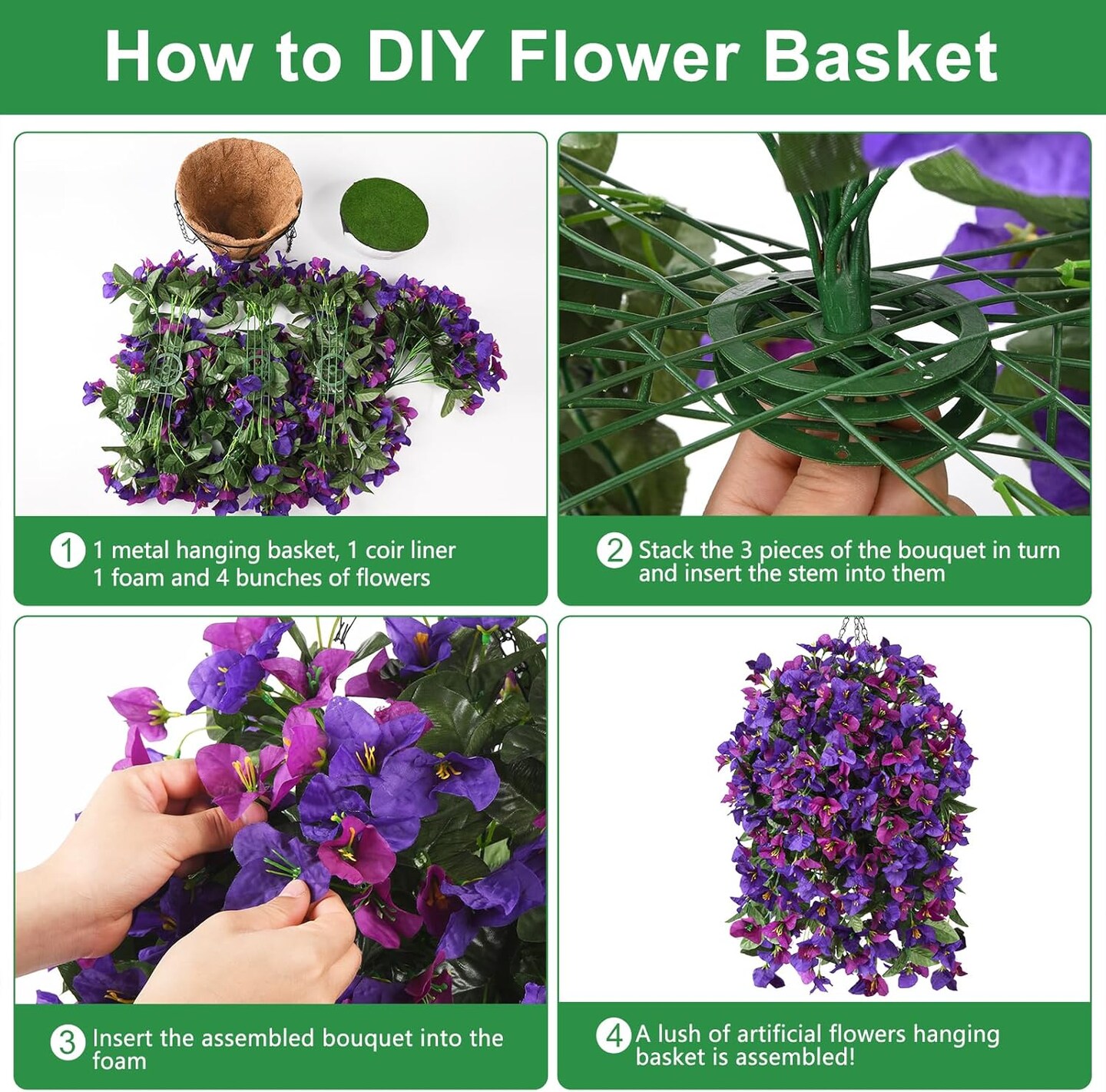 Artificial Fake Flowers Hanging Basket for Outdoor
