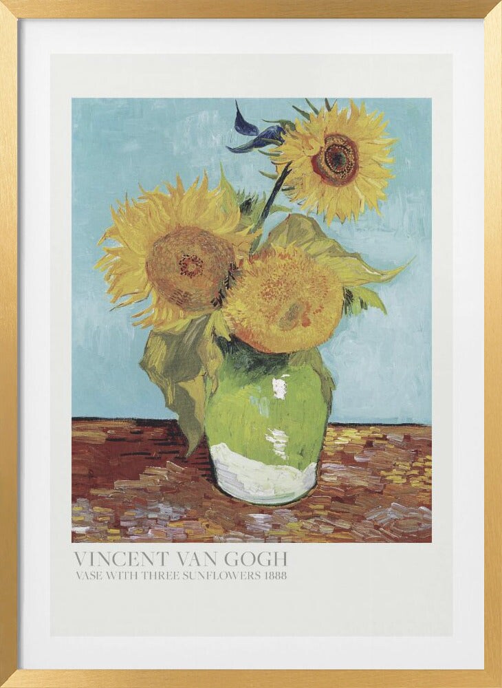 Vase With Three Sunflowers by Vincent Van Gogh Framed Art
