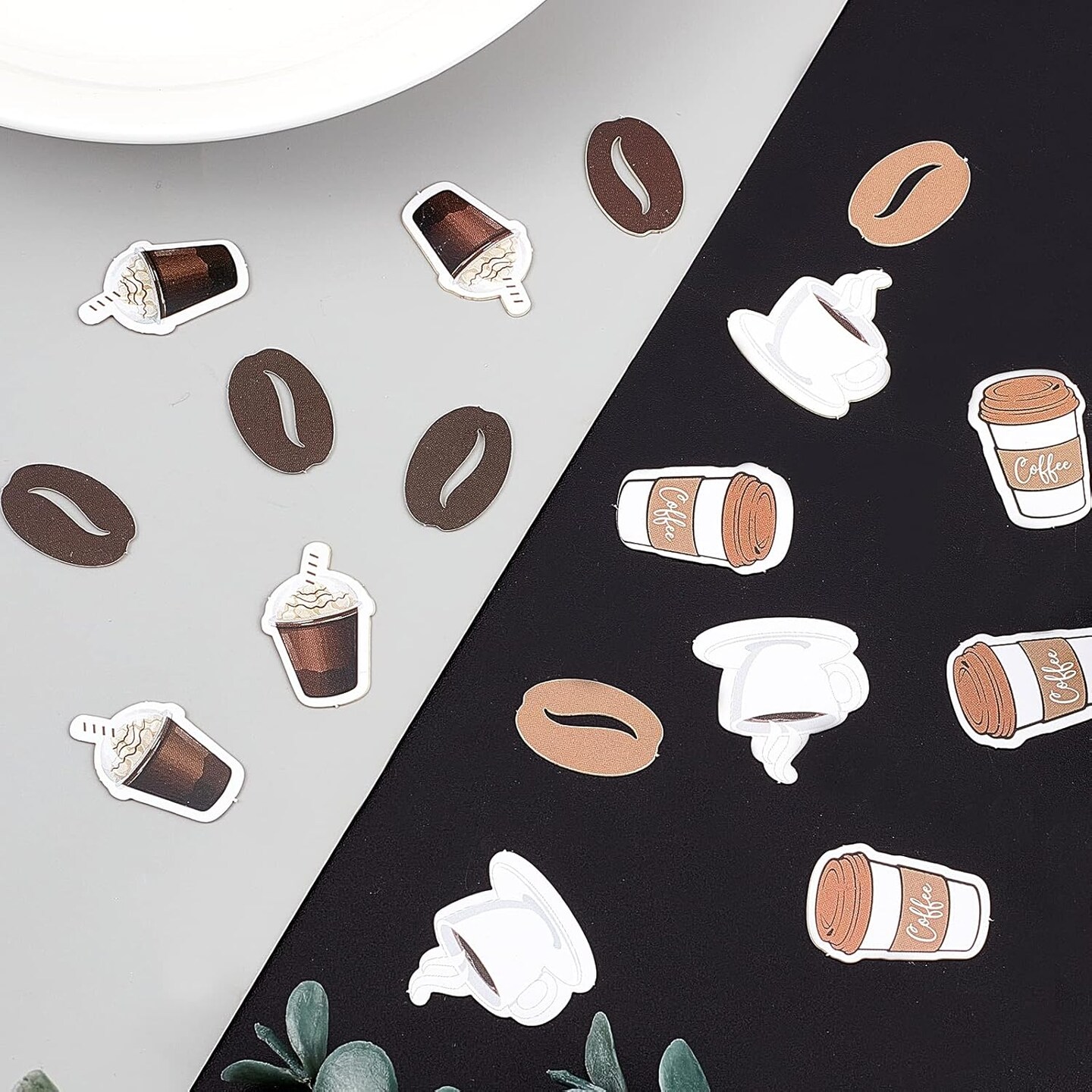 Coffee Confetti, 200pcs Cup Bean Confetti, Coffee Themed Bridal Shower, Baby Shower, Birthday Party Decorations Cafe Bar Table Decorations for Cafe Lovers
