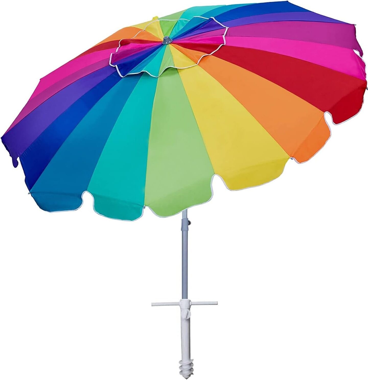 Summer Beach Umbrella with sand anchor &#x26; Tilt Sun Shelter