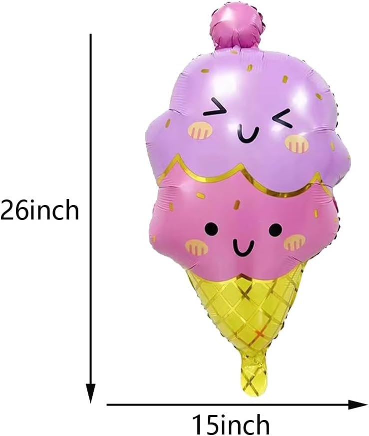8PCS Ice Cream Cnady Foil Balloons Sweet Candy Foil Balloon for ice Cream Themed Party Decorations Baby Shower Wedding Party Decorations