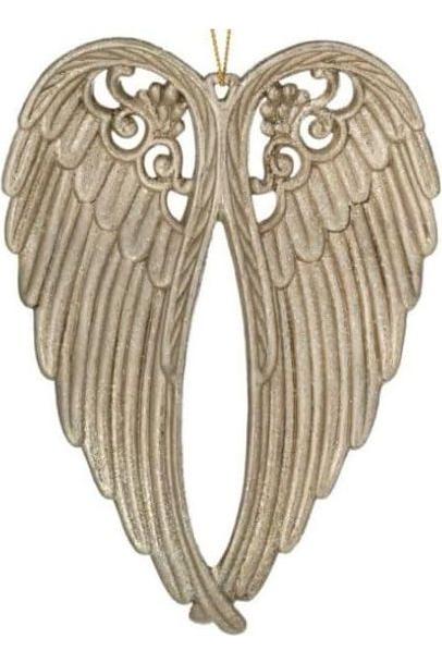 5.5&#x22; Angel Wing Ornament: Champagne Gold