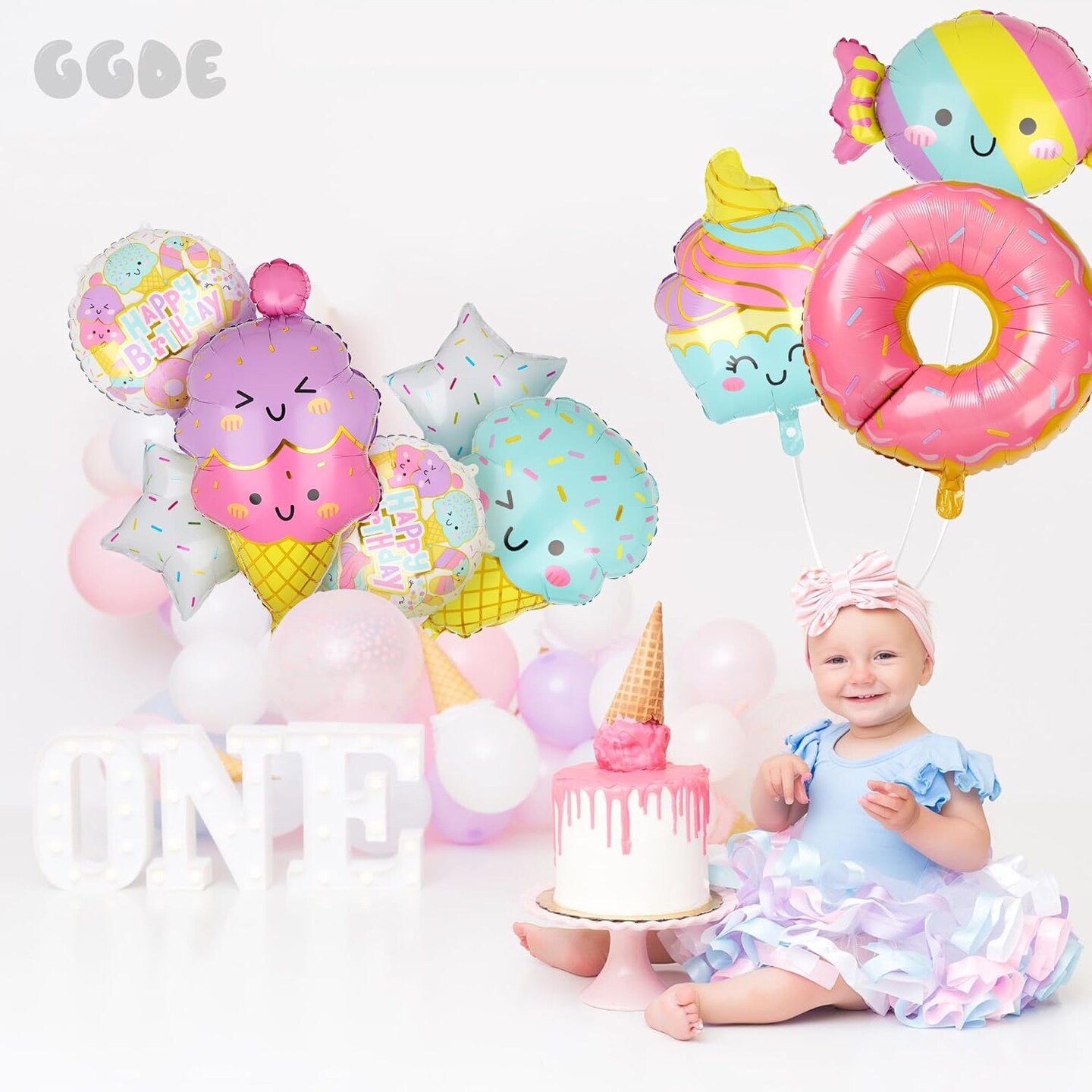 Ice Cream Balloons Donut Candy Themed Baby Shower Kids Sweet Summer Birthday Party Decor 9 Pcs