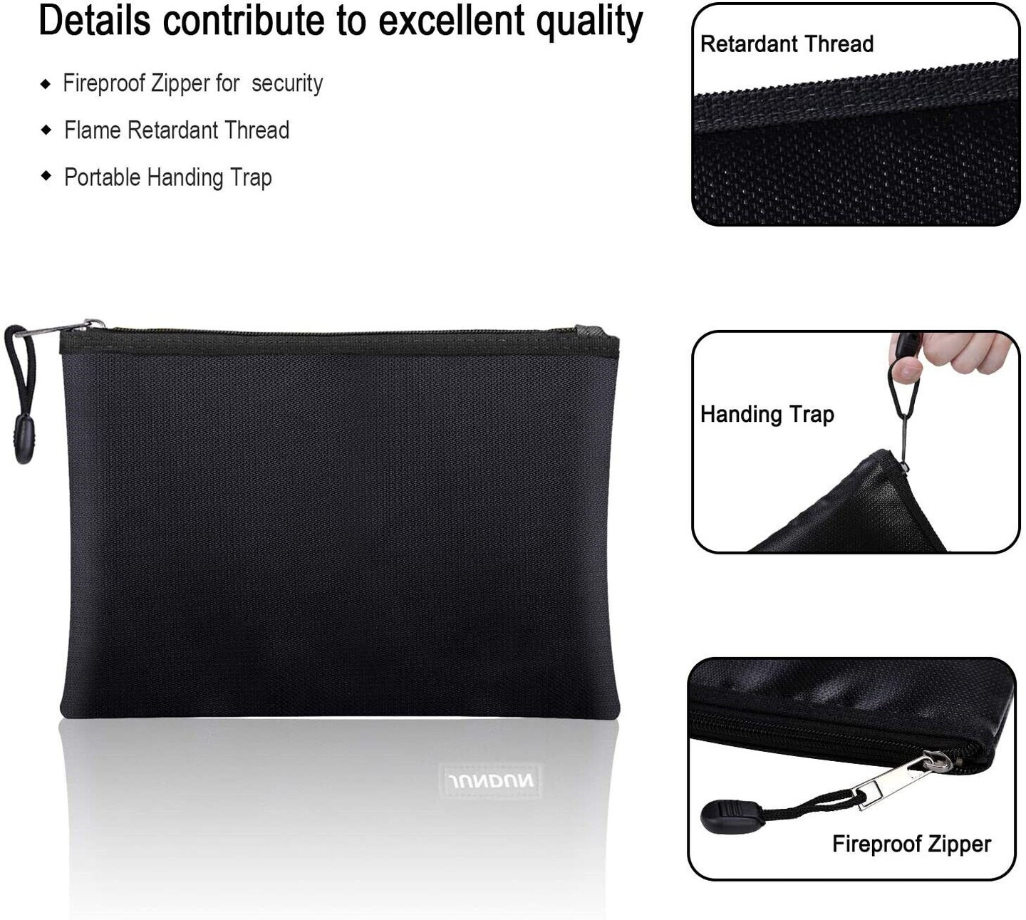 2000&#xB0;F Fireproof Document Bag - Waterproof A4 File Pouch for Cash, Passports, USB Drives (13.4&#x201D;x9.48&#x201D;/34x24cm)