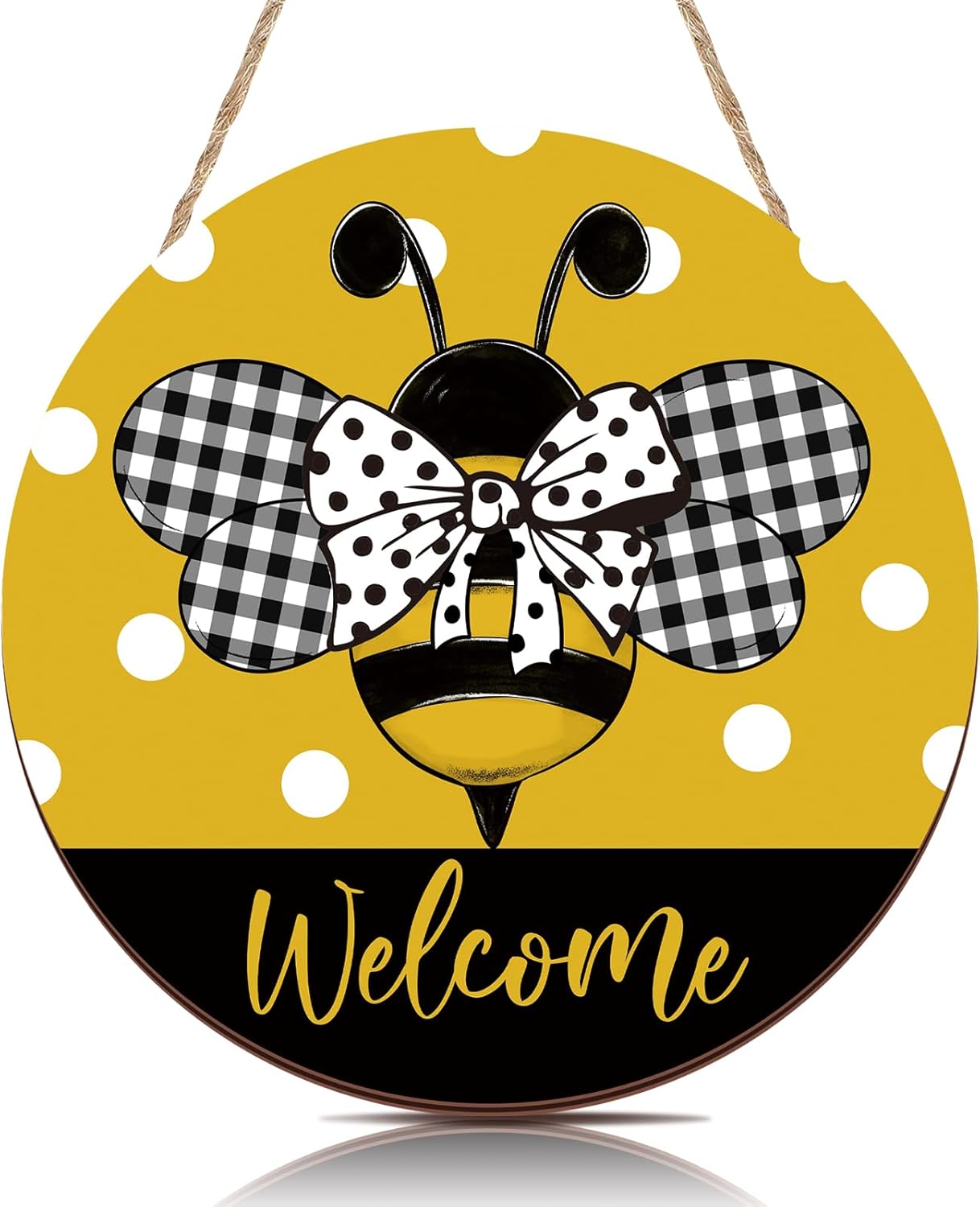 Bee Wooden Door Signs Welcome Signs Summer Wreath for Front Door Wall Decor Outdoor Wooden Summer Decorations for Home Farmhouse Bee Themed Party Decorations