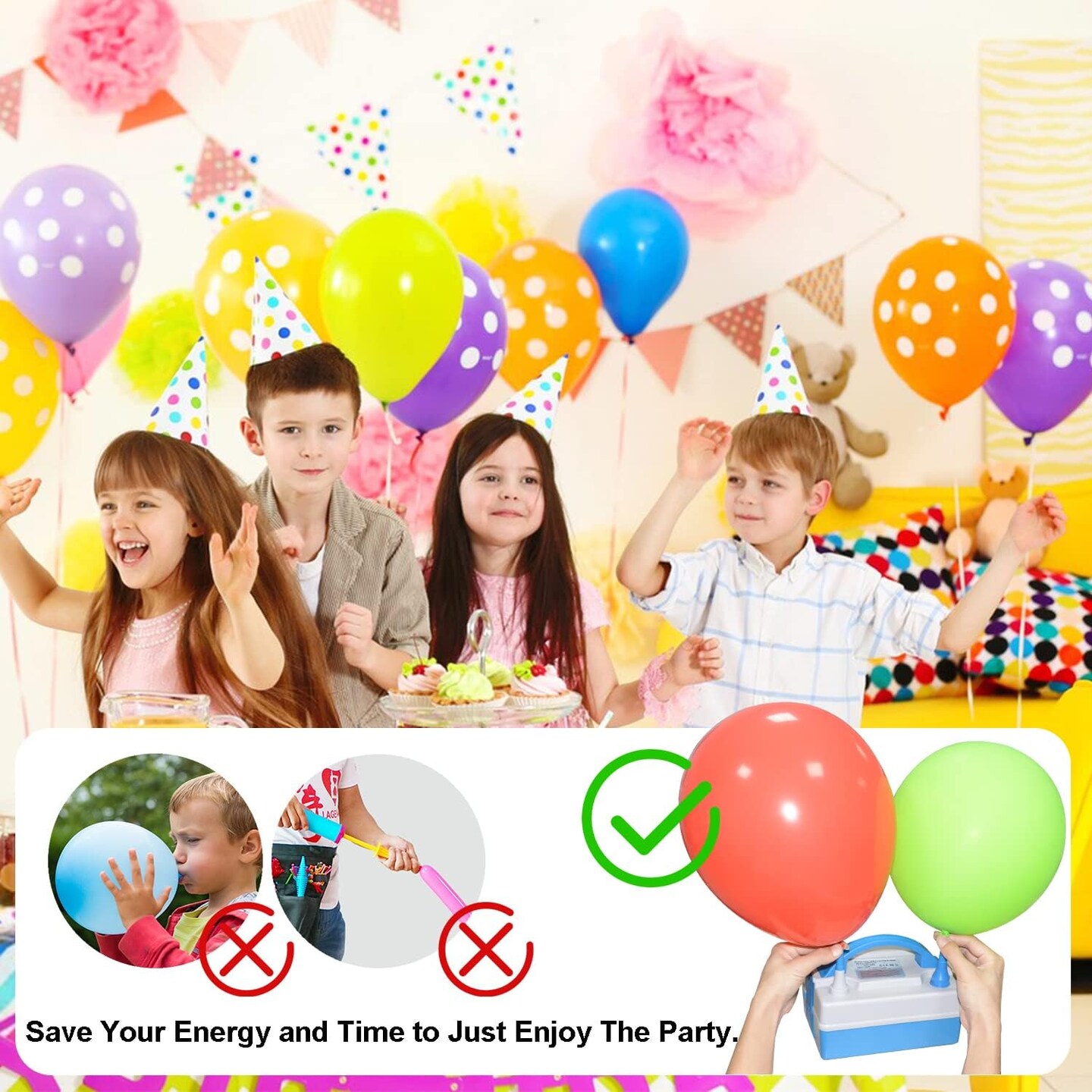 Balloon Pump Electric Air Pump Inflator Deflator Multi-Functional for Inflatables Balloons Party Decoration