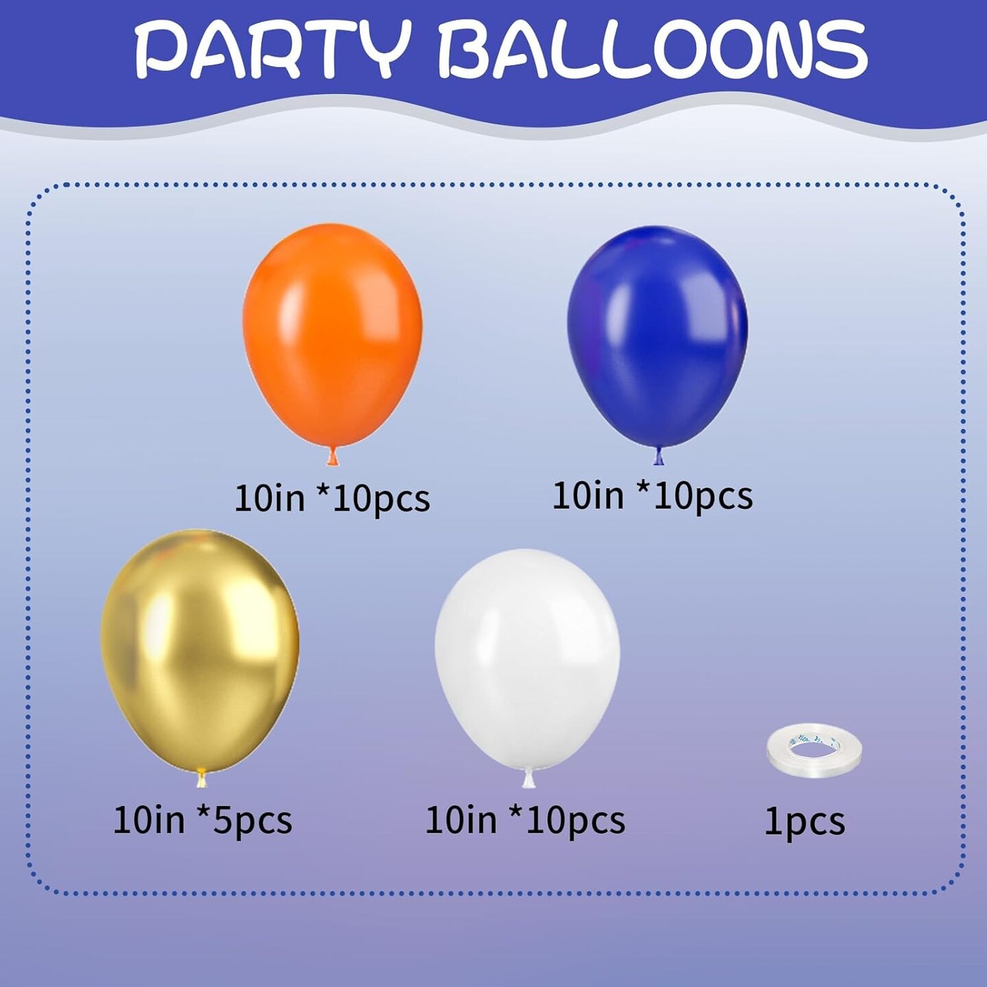 Blue and Orange Balloons, 35pcs Blue White Orange Balloons, Blue and Orange Confetti Balloons Orange and Blue Latex Balloons for Birthday Baby Shower Wedding Anniversary Graduation Party Decorations