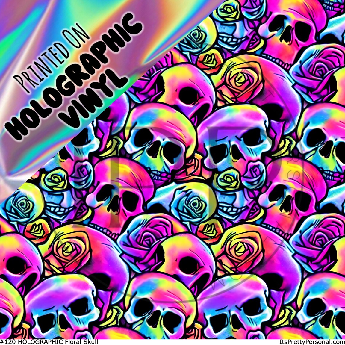 #120 HOLOGRAPHIC - Skull Rose 12x12 Pattern Vinyl