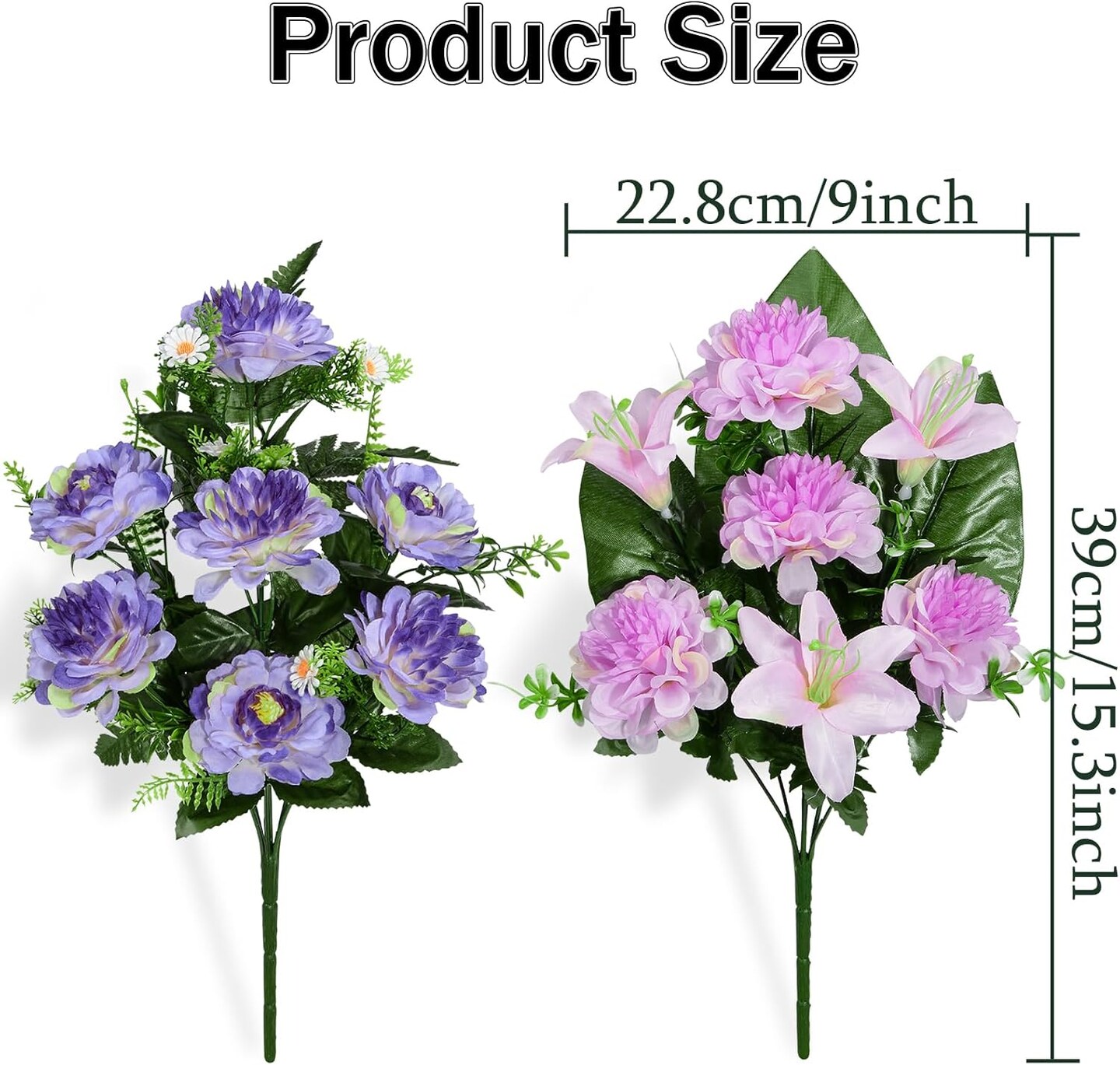 Artificial Grave Memorial Flowers with Vase for Cemetery Graveyard Decoration