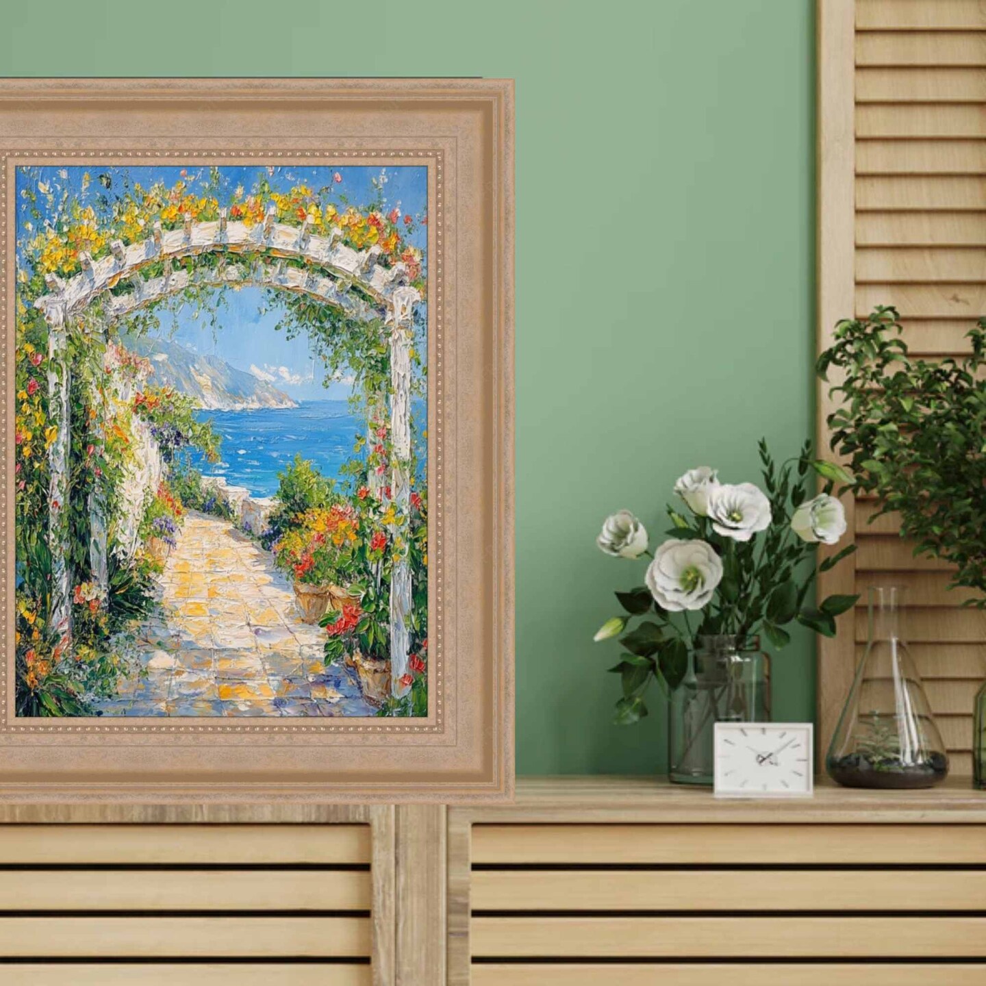 Wide Silver Leaf Scoop With Beads Picture Frame 11x11 frame