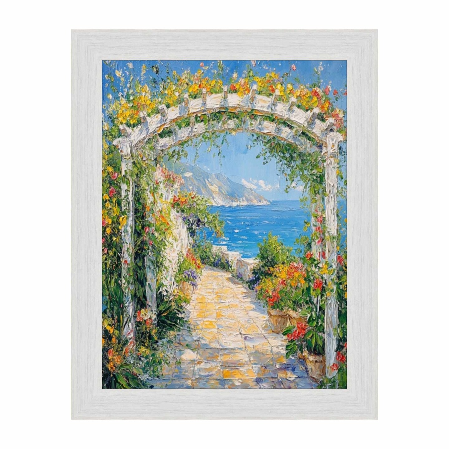 Modern White Wash Wood Grain Picture Frame 24x24 frame