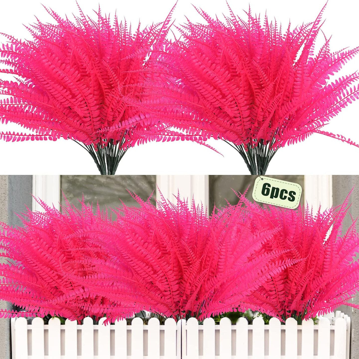 6 Pcs Artificial Boston Fern Realistic
