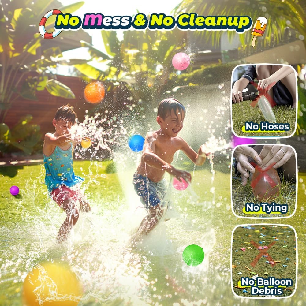 16Pcs Summer Reusable Water Balloons for Kids, Pool Beach Water Toys for Boys and Girls, Summer Toy for Outdoor Games