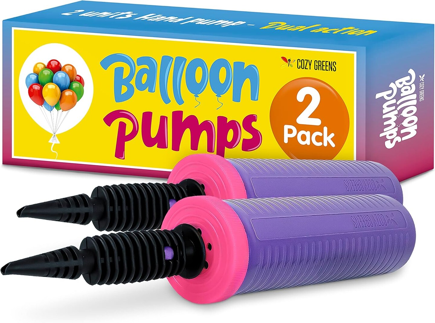 Balloon Pump Hand Held, Inflator Air Pump for Balloons - 2Way Dual Action Sturdy Ballon Inflator Pump