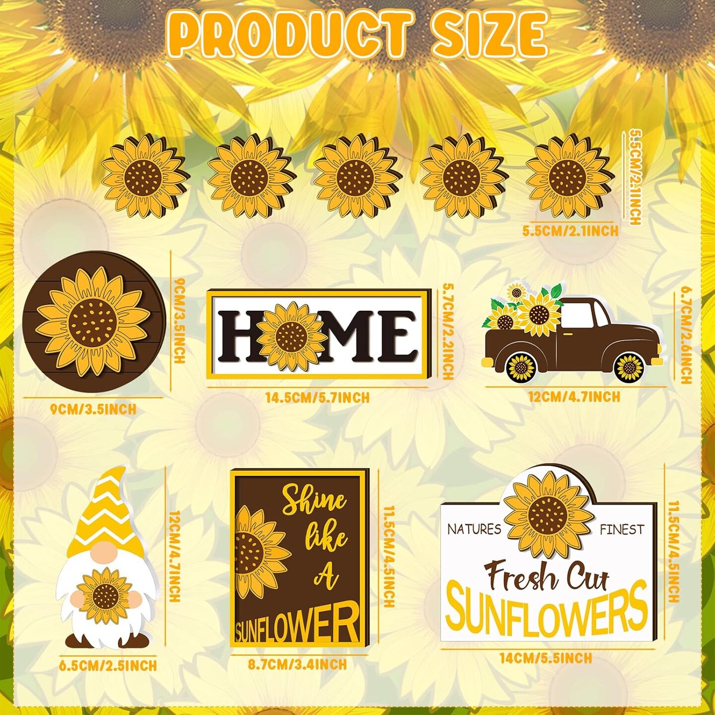 2 Pcs Sunflower Tiered Tray Decor Set Farmhouse Summer Wooden Sign Sunflower Decorations for Home Rustic Sunflower Table Decorations Summer Tiered Tray Decor for Home Kitchen Tabletop