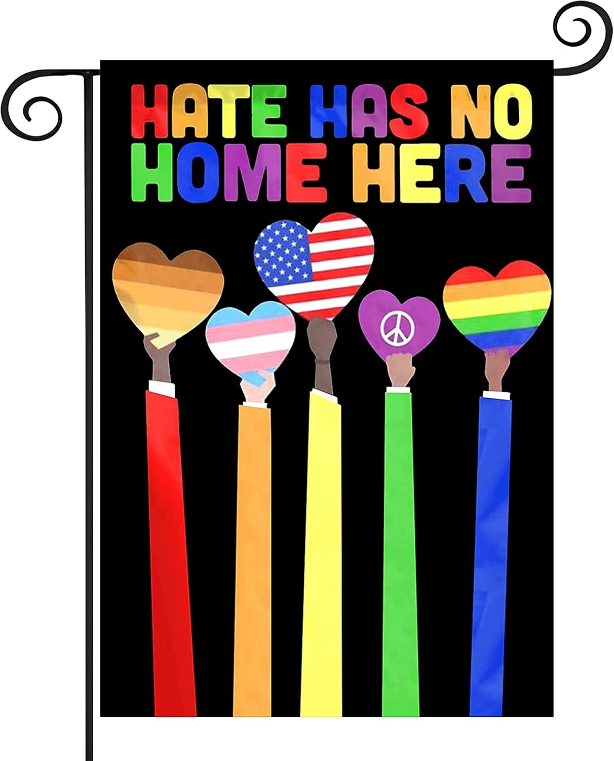 Pride Garden Flag, Rainbow Progress Pride Flags, Double Sided LGBTQ Progress Yard Flag 12x18 Inch for Lesbian Gay Bisexual Pride Month Yard Outdoor Decorations (Love2)