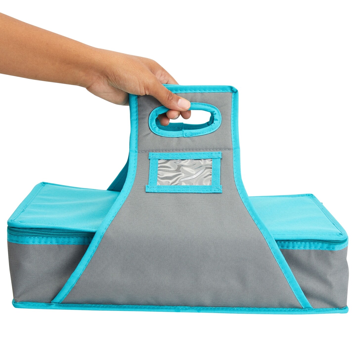 Thermal Insulated Casserole Carrier - Food Warmer Bag Container to Keep Food Hot for Lunch, Potluck Dish, Picnics, Pie, Transport (Teal and Gray, 16x10x4 in)