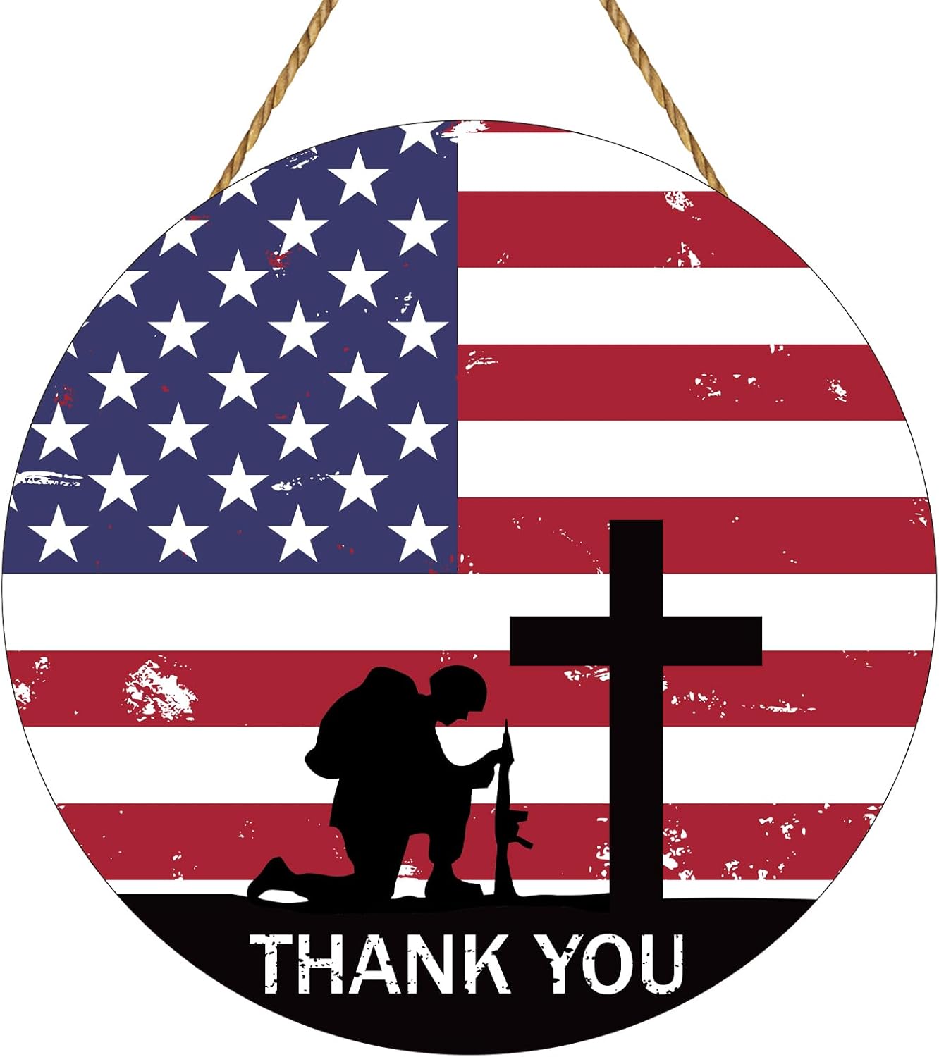 Memorial Day Decorations American Soldier Thank You Hanging Sign Memorial Day Wreath Patriotic Wreath Wooden Wall Decor