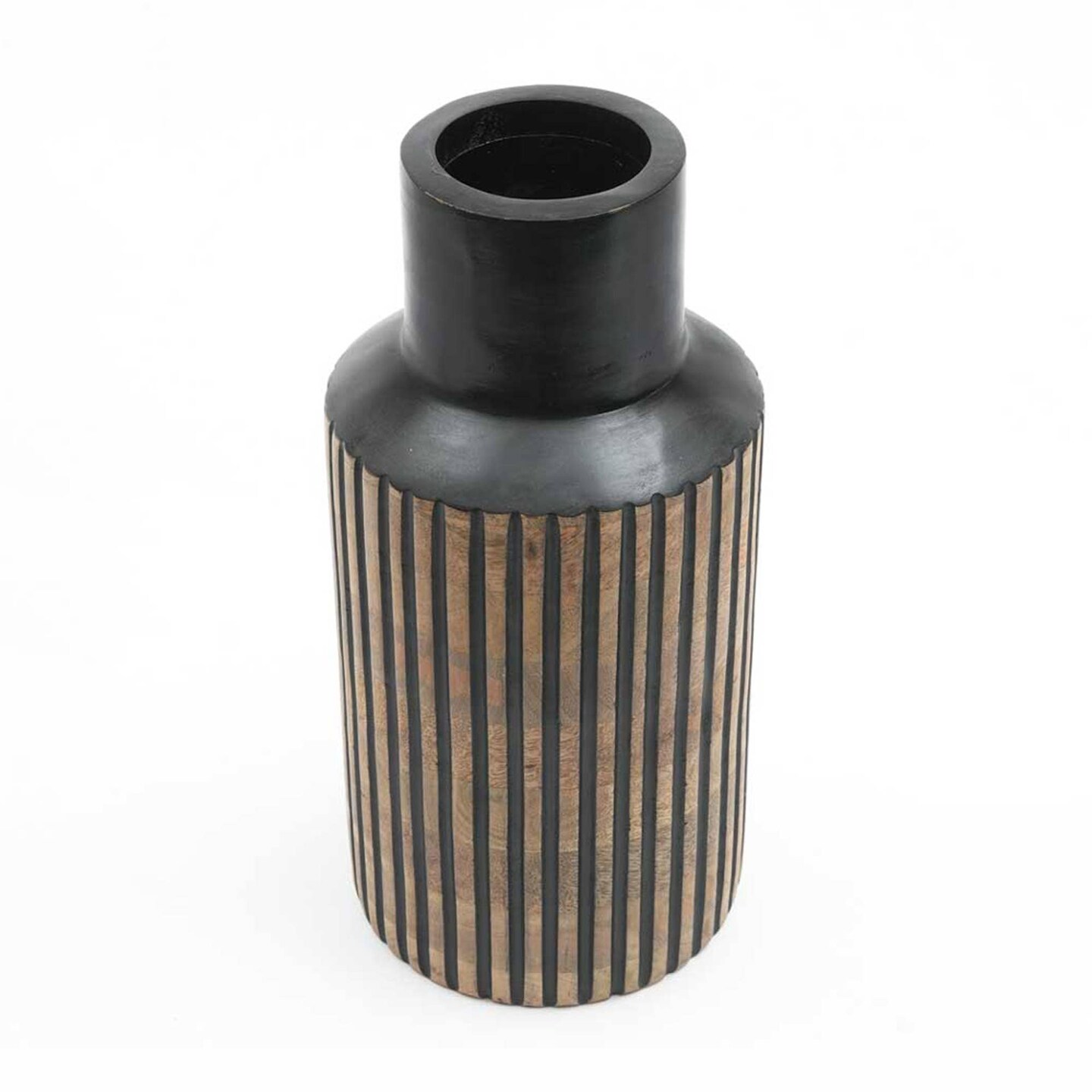 Decorative Handcrafted Wood Vase - 7.5&#x22; x 15.5&#x22;