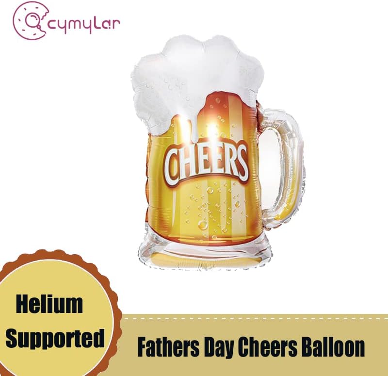5 Pcs Happy Fathers Day Balloons Fathers Day Beer Balloon Fathers Day Foil Balloon Fathers Day Party Decorations Best Dad Ever Decorations Dad Birthday Party World&#x27;s Best Dad Party Decoration (Yellow)