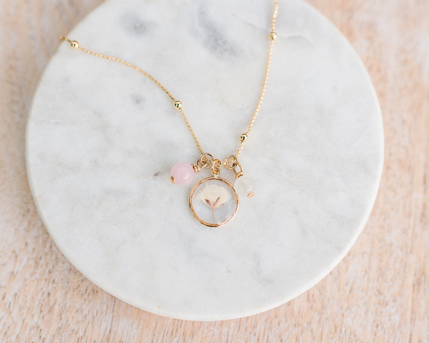 Moonstone, Rose Quartz and Baby's breath Fertility