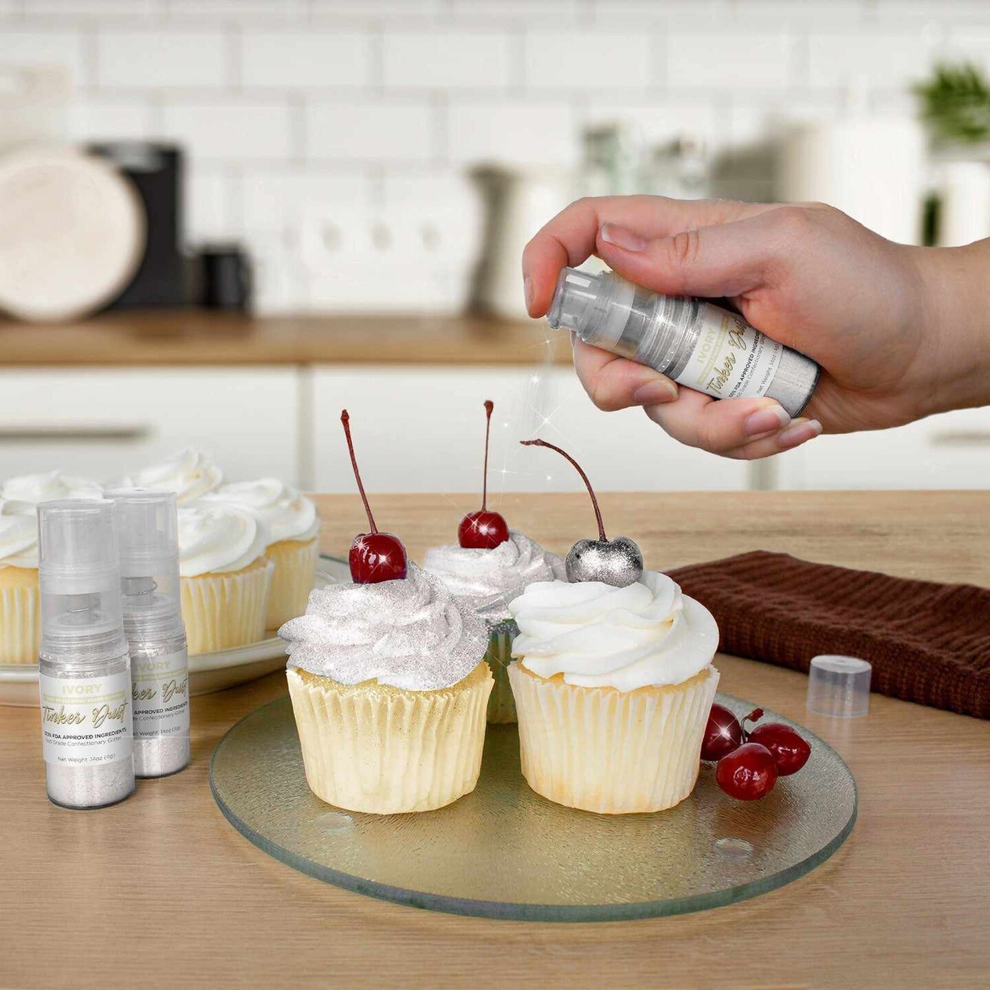Bakell - Ivory Tinker Dust Edible Glitter (25g, 1x Spray Pump) for Food, Desserts, and Beverages!