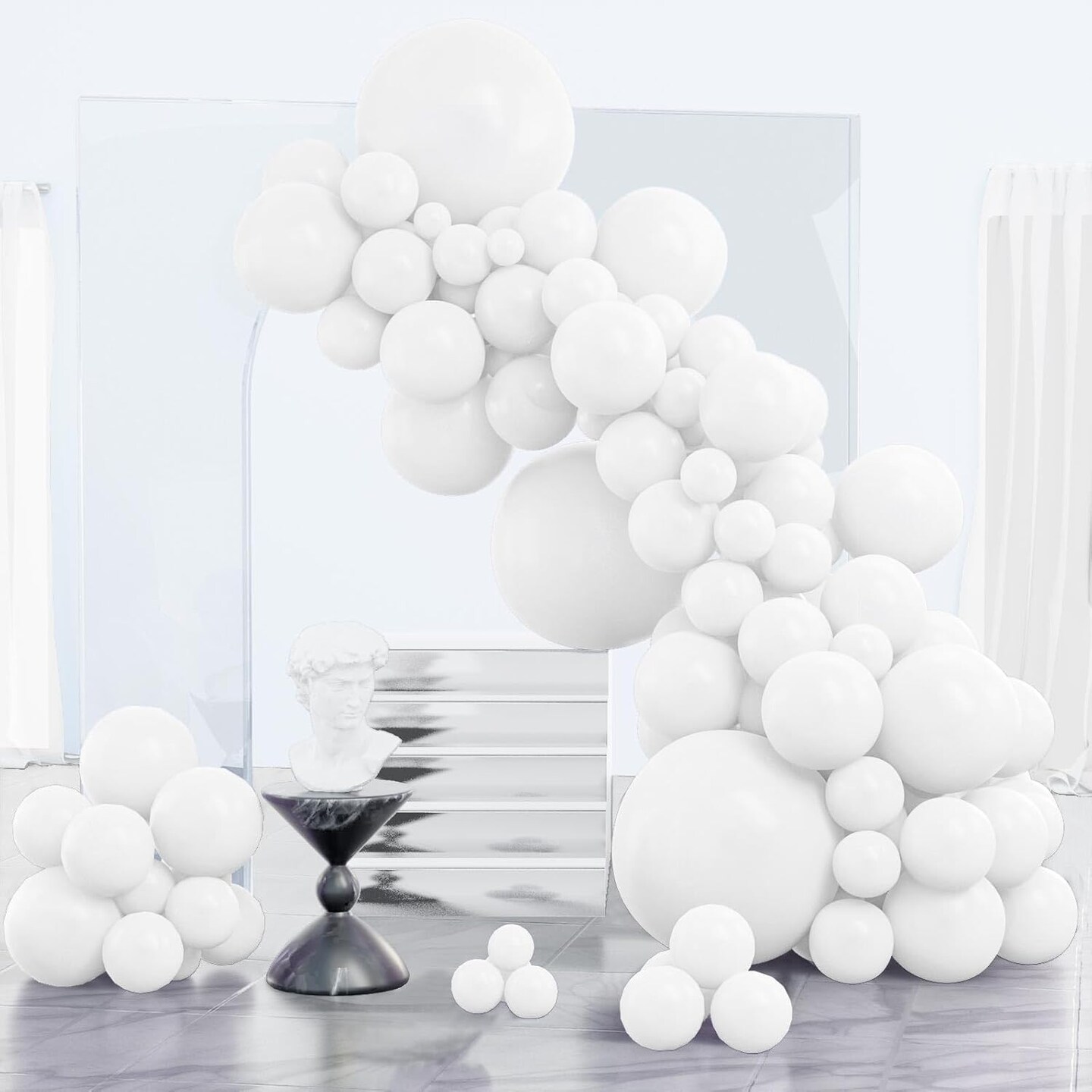 White Latex Balloons 123pcs Assorted Sizes Balloon Garland Kit