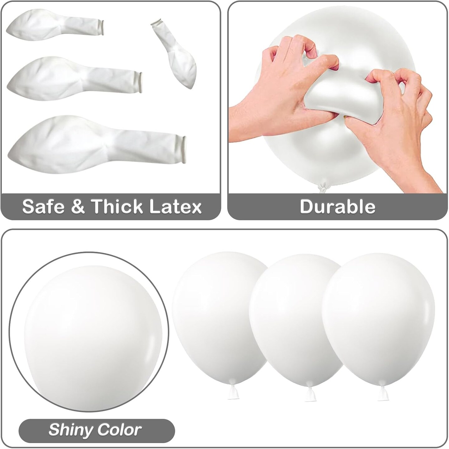 White Balloons Garland Arch Kit, 100PCS 18In 12In 10In 5In White Balloons Different Sizes for Birthday Weddings Valentine&#x27;s Day Graduation White Themed Party Decorationsarty Decorations