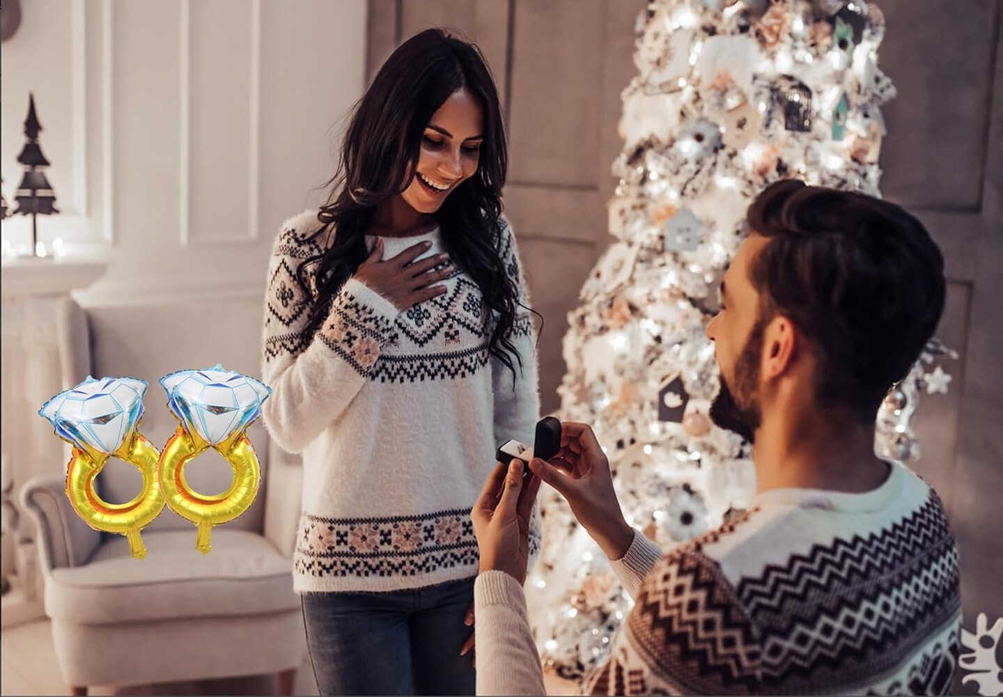 10Pcs Mini Ring Diamond Balloons for Anniversary Engagement and Wedding Party Decoration