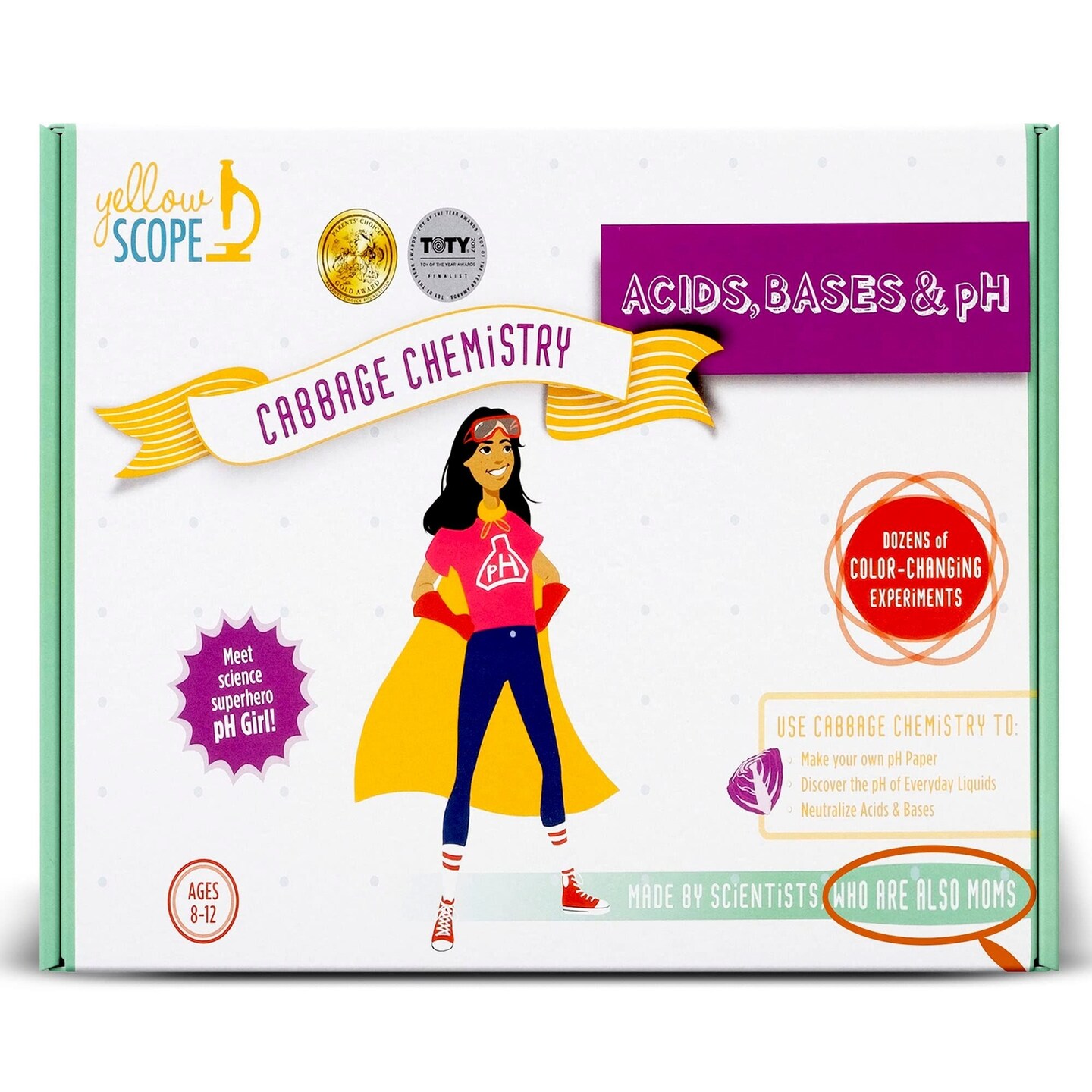 Yellow Scope Science Kit for Kids, Acid, Base &#x26; pH Cabbage Chemistry, STEM Kit for Girls and Boys, Educational &#x26; Fun Holiday Gift for Ages 8-12