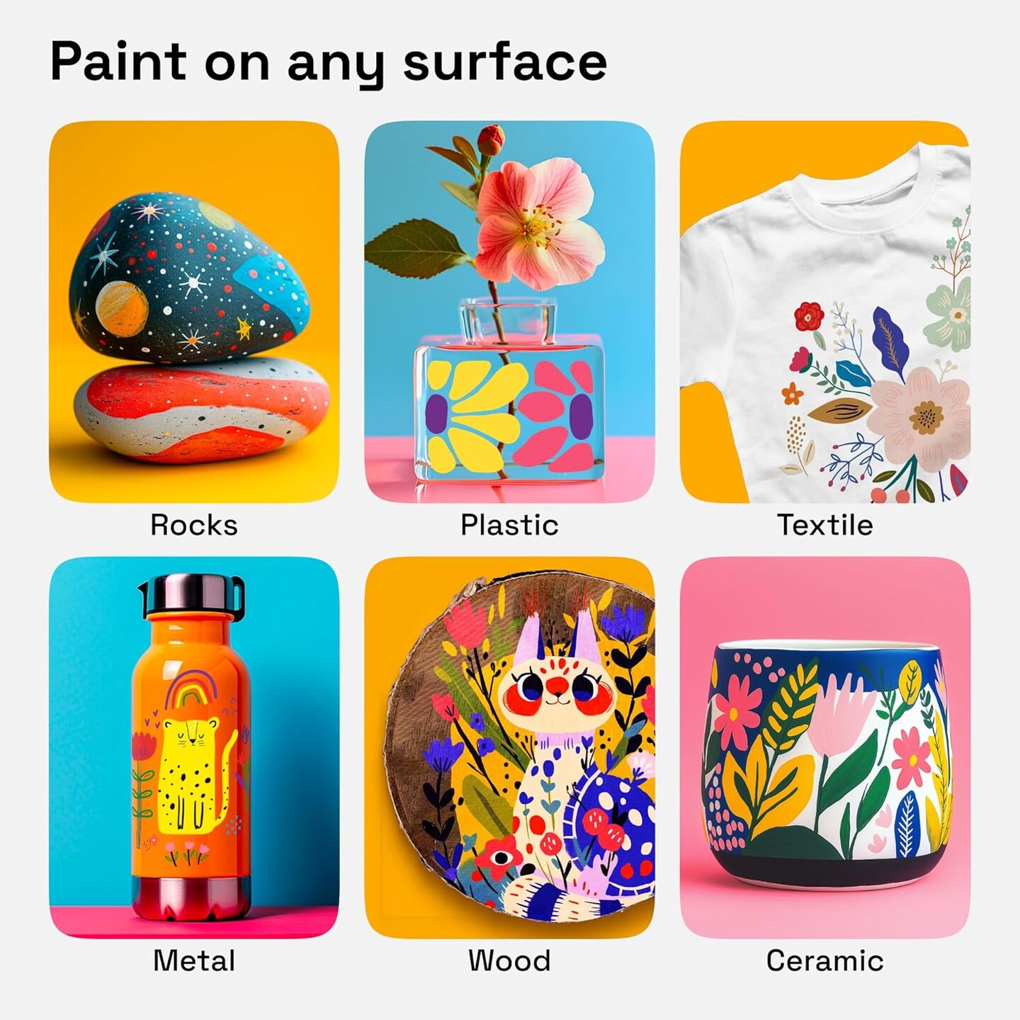 Dual Tip Acrylic Paint Markers - Easy for All Ages &#x26; Levels Acrylic Paint Pens for Fabric, Rocks, Paper, Wood, Canvas, Glass, DIY (Dual Tip Brush + Fine, 24)