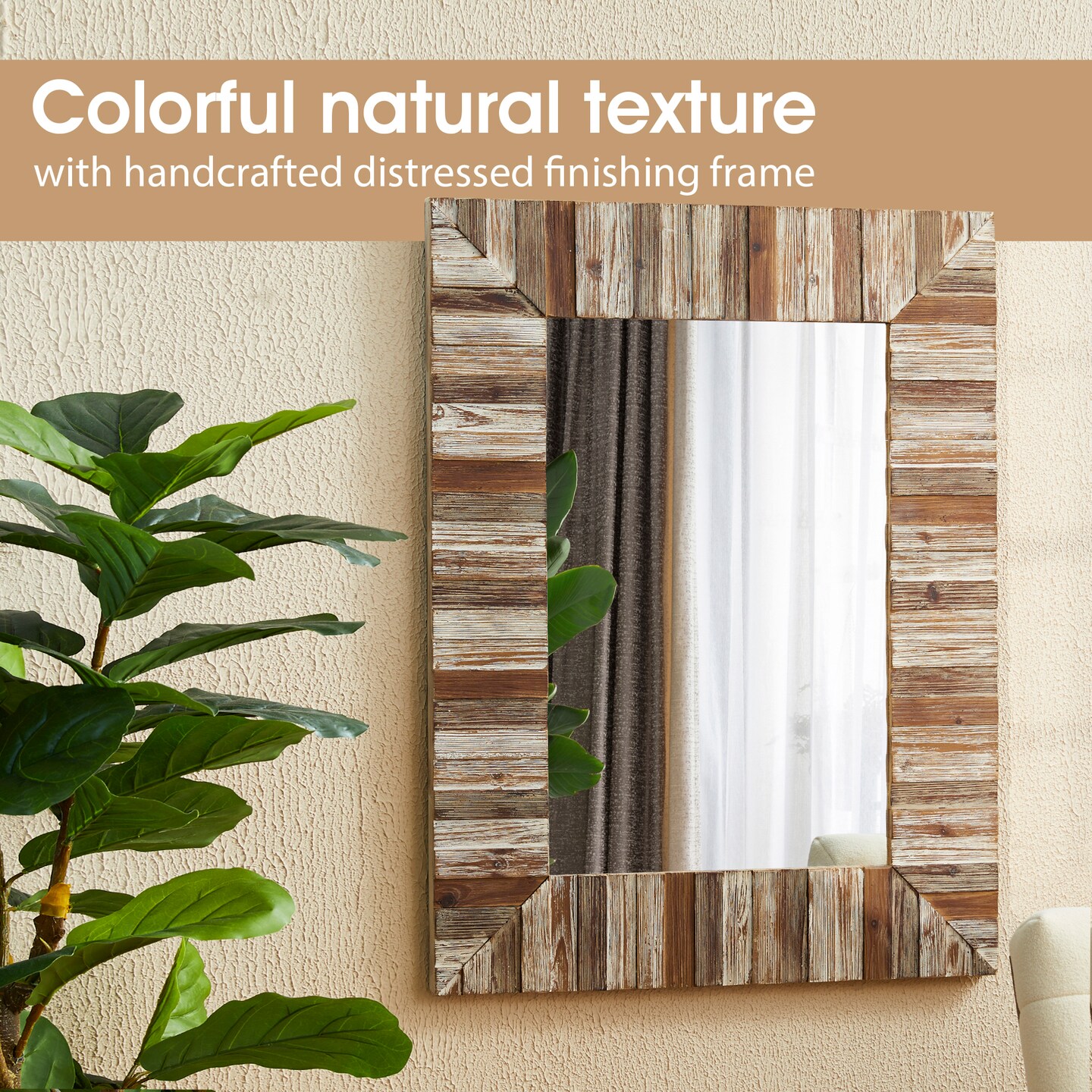 Set of 2 40&#x22;&#xD7; 30&#x22; Farmhouse Rectangle Wooden Frame Wall Mirror Bathroom-vanity Drawing Room Decor