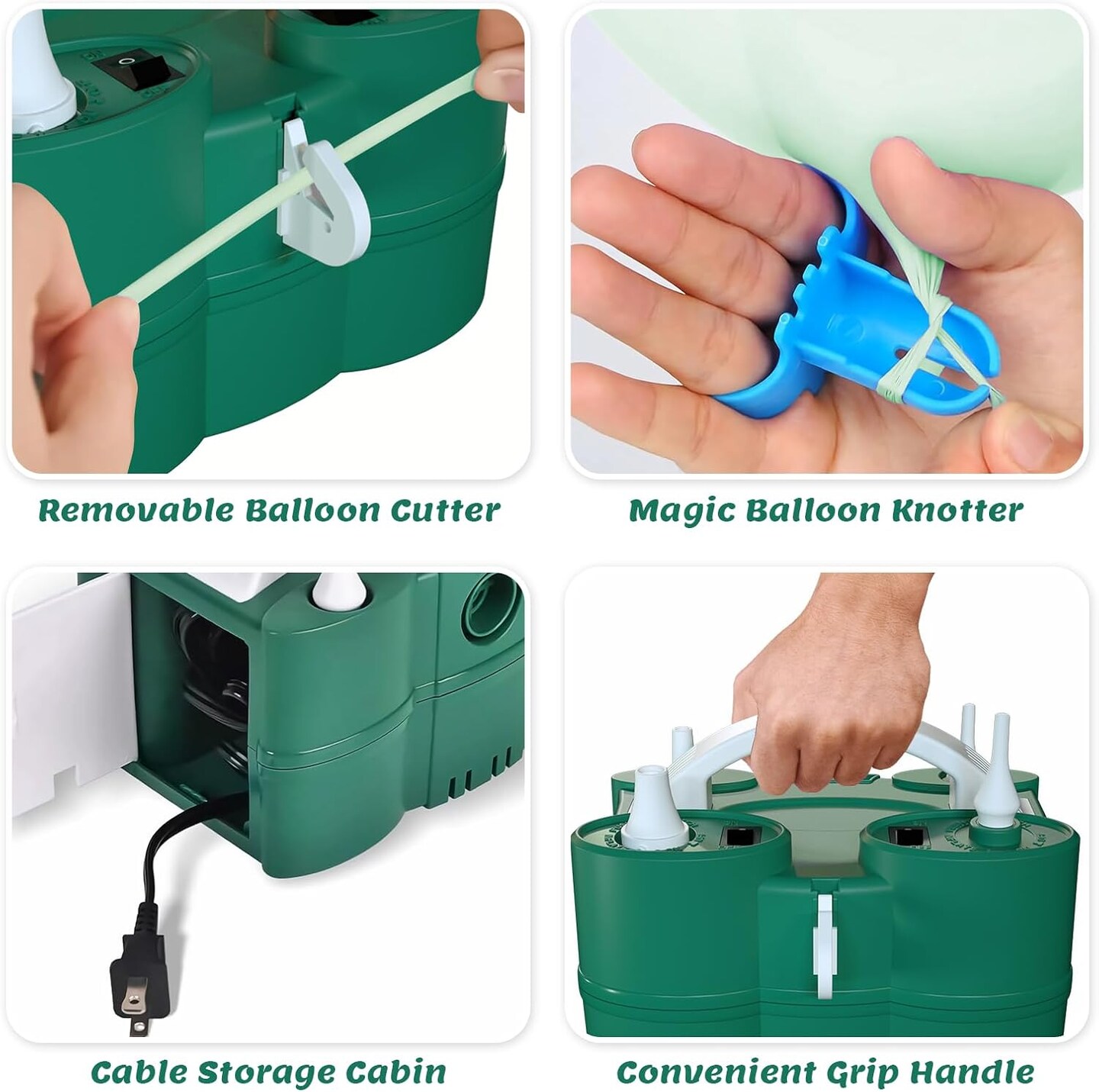 Balloon Pump Electric, 3-in-1 Balloon Pump for Inflatables and Deflator, Electric Balloon Pump for Latex 260q Foil Balloons, Quick-Fill 110V AC Inflator Deflator