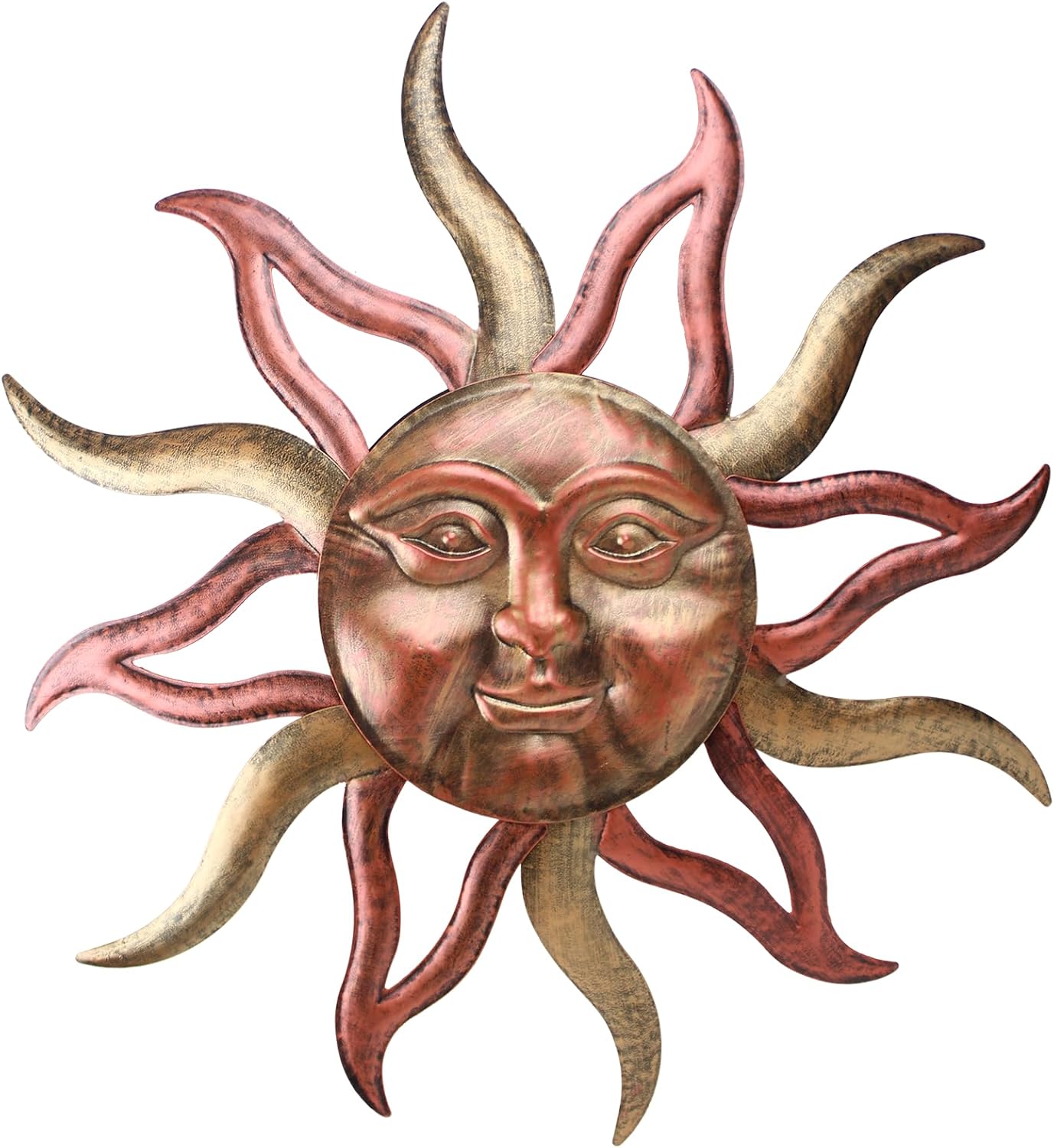 Outdoor Summer Wall Decor Rust Proof, Sun Face Metal Wall Art Decor Hanging for Indoor Outdoor, Patio, Fence, Garden(26 Inch)