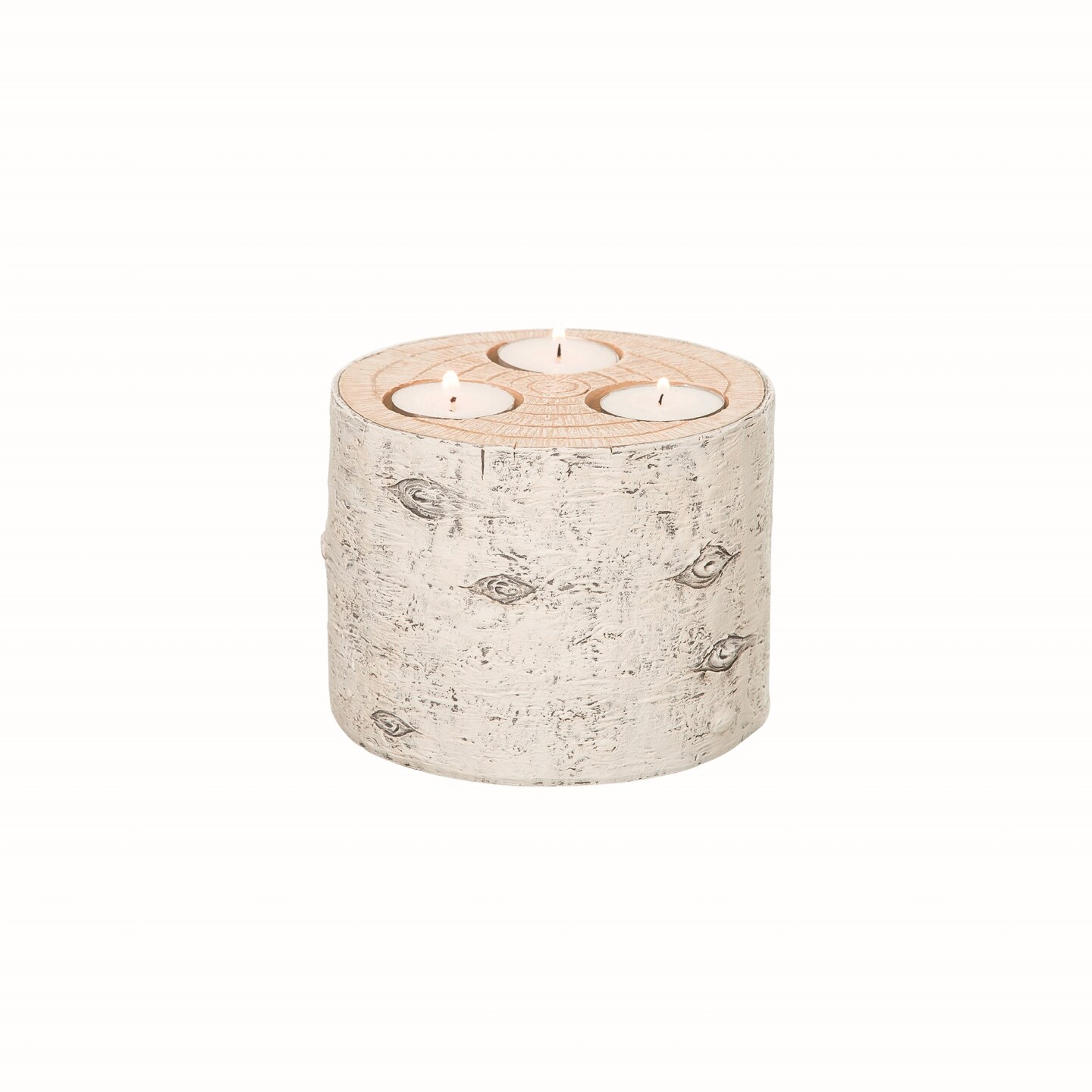 Transpac Off-White Birch Candle Holder 5.25 in for Christmas Decor Polyresin Holiday Home Accent
