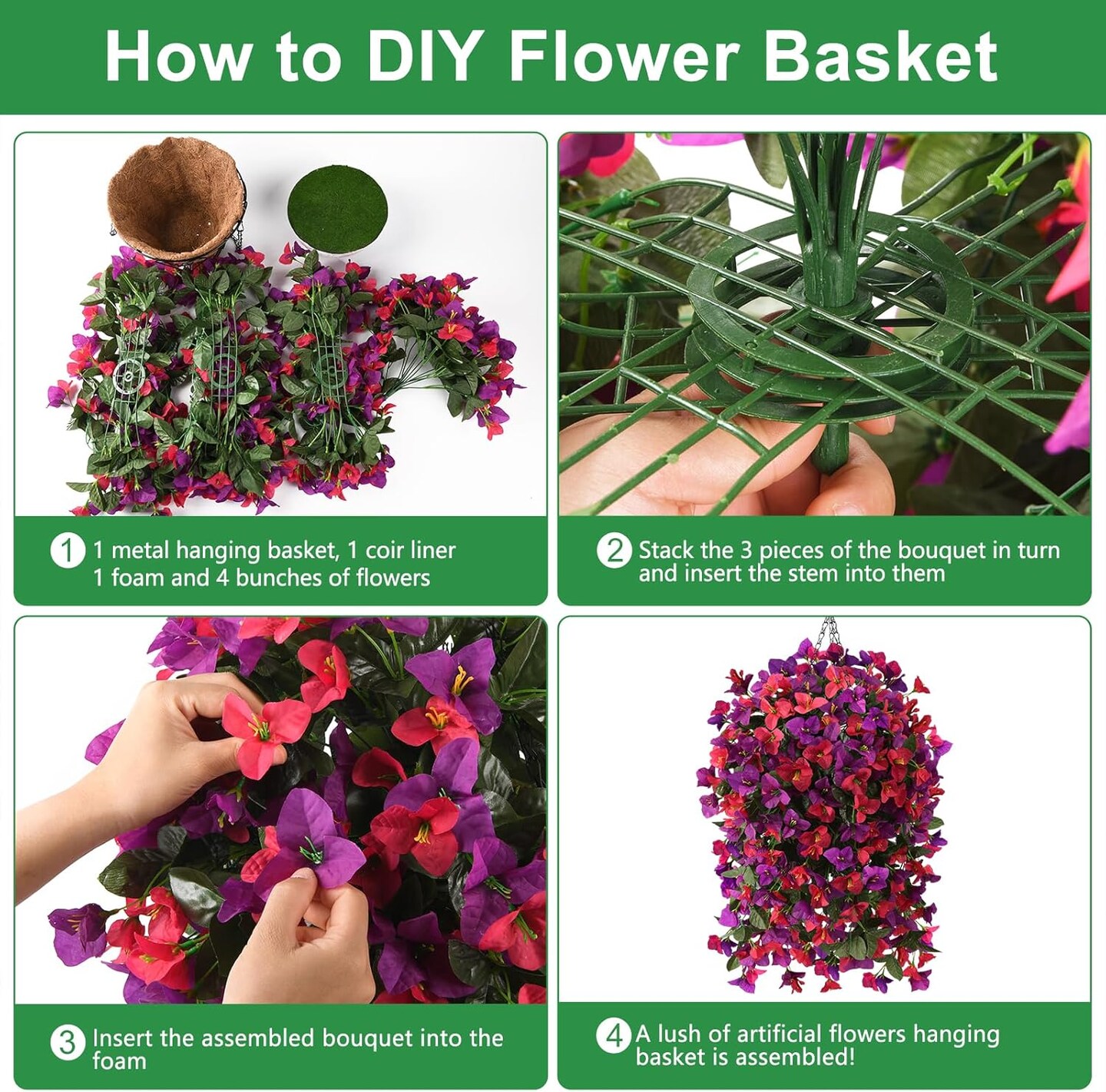 Artificial Fake Flowers Hanging Basket