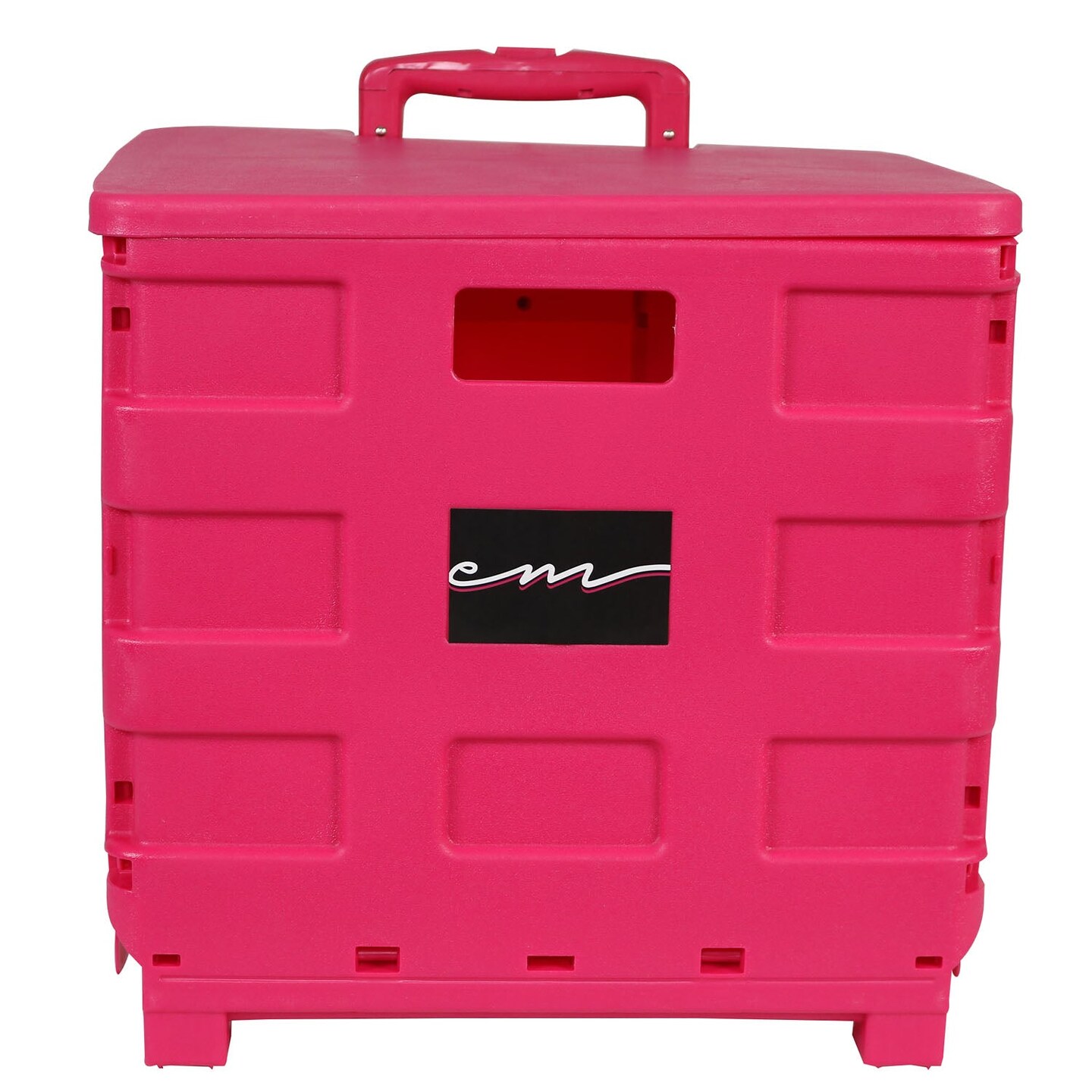 Collapsible Plastic Rolling Craft Cart, Pink