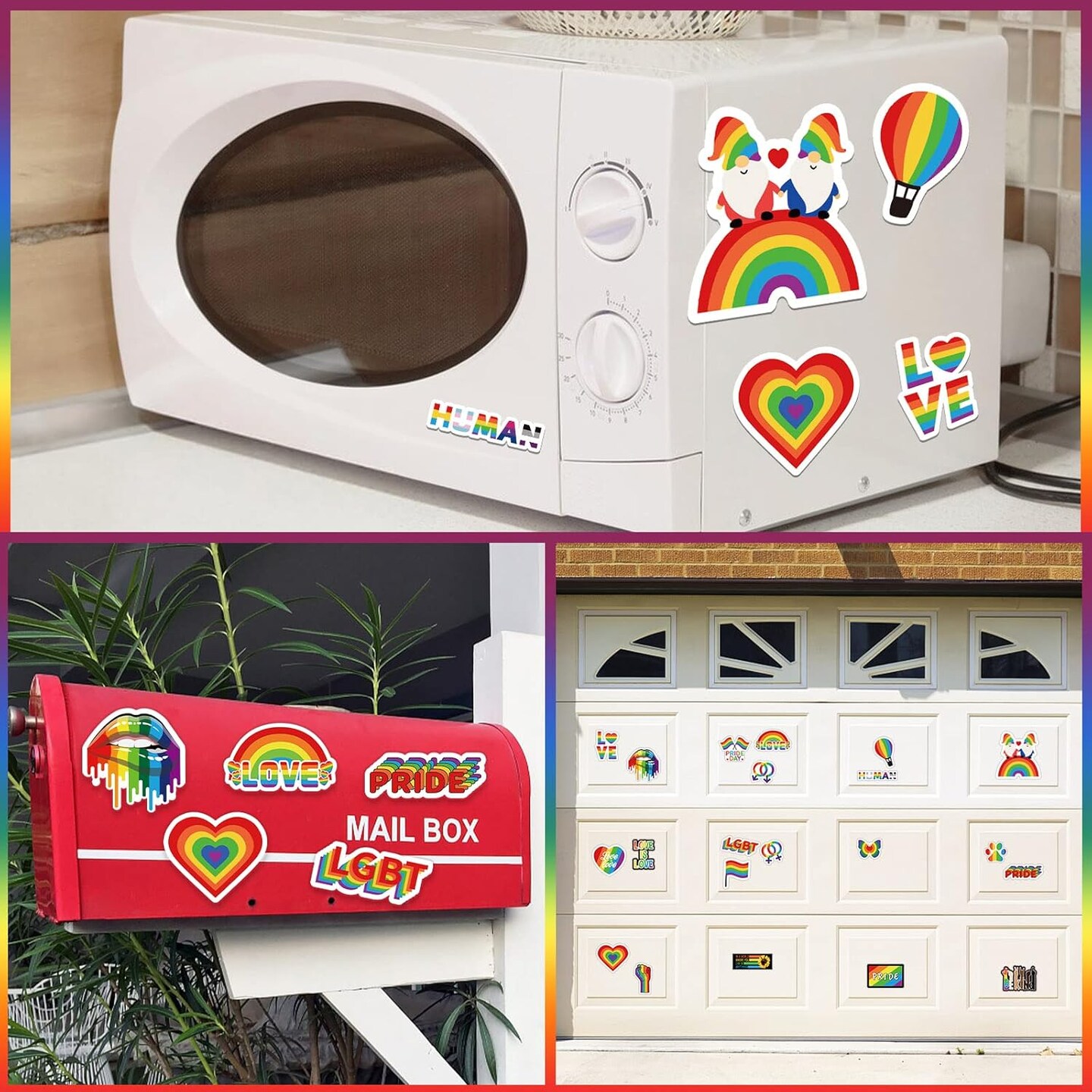 22-Pack Pride Rainbow Magnetic Stickers – Water-Resistant Car Magnets for Pride Day, Home, Fridge, Car Bumpers, and Party Decorations