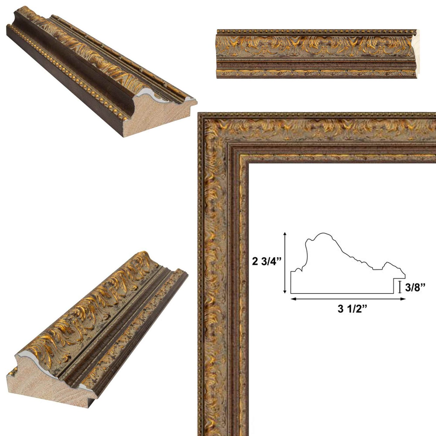 Wide Vintage Spanish Gold Ornate Picture Frame 30x30 frame