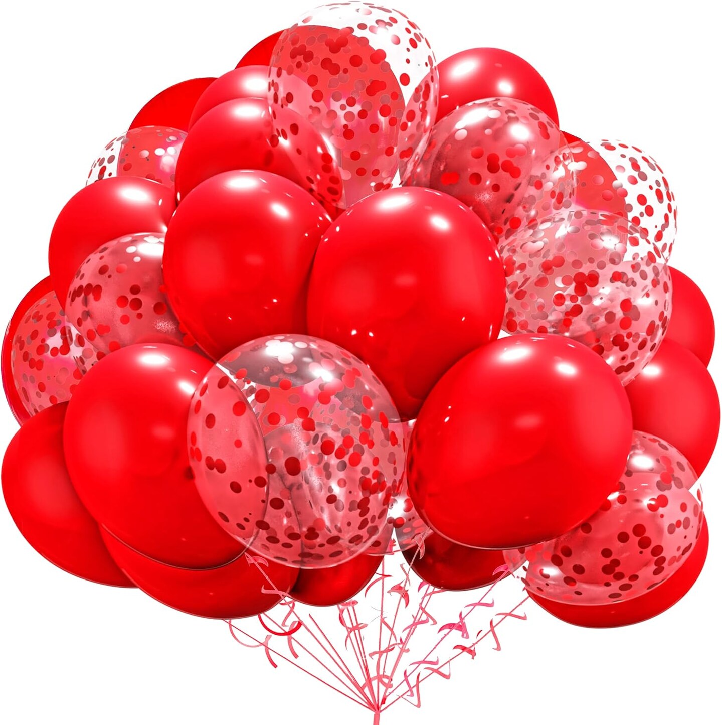 Red Balloons and Red Confetti Balloon 12 inches 60 Pack Premium Latex red Balloons with Red Ribbon