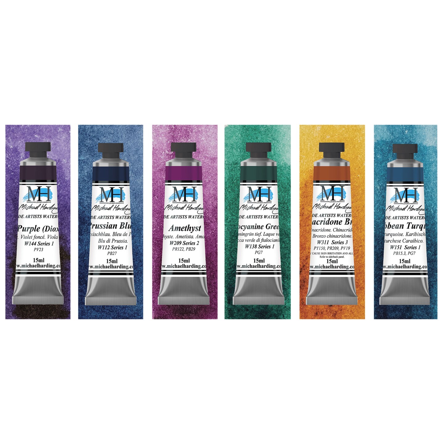 Michael Harding Artists Watercolors - Set of 6, Gem, 15 ml