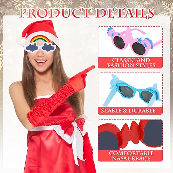 24PCS Bluk Funny Party Glasses, Novelty Cool Shpaed Party Sunglasses, Cute Eyewear, Sunglasses Masks for Adults, Teens, Funny Photo Booth Props for Luau, Pool, Summer, Hawaiian, Graduation, Wedding