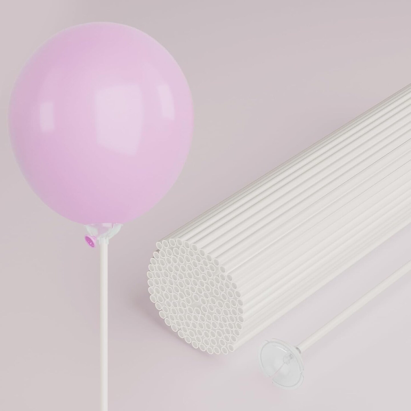 Paper Balloon Sticks Set of 100, White Handheld Balloon Holders for Party Favors, Props, Decoration, No Helium Needed