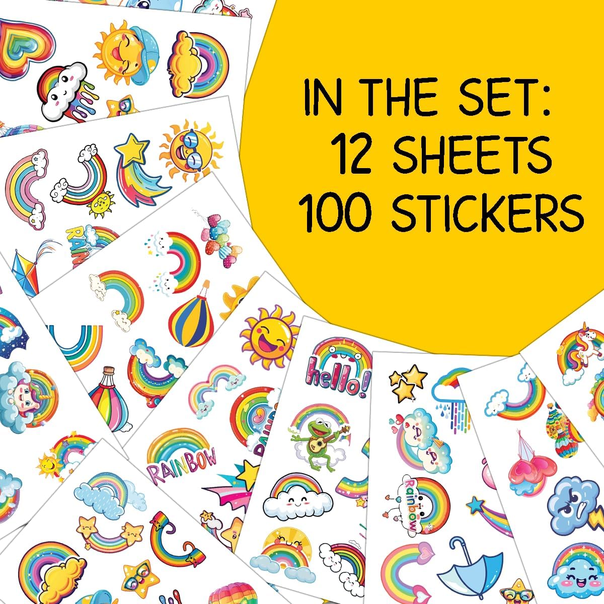 100Pcs Rainbow Stickers for Kids, Rainbow Themed Party Favors Waterproof Decals for Water Bottles Laptop Luggage Computer Scrapbooking Teens Adults Girls Kids Funny Birthday Decorations