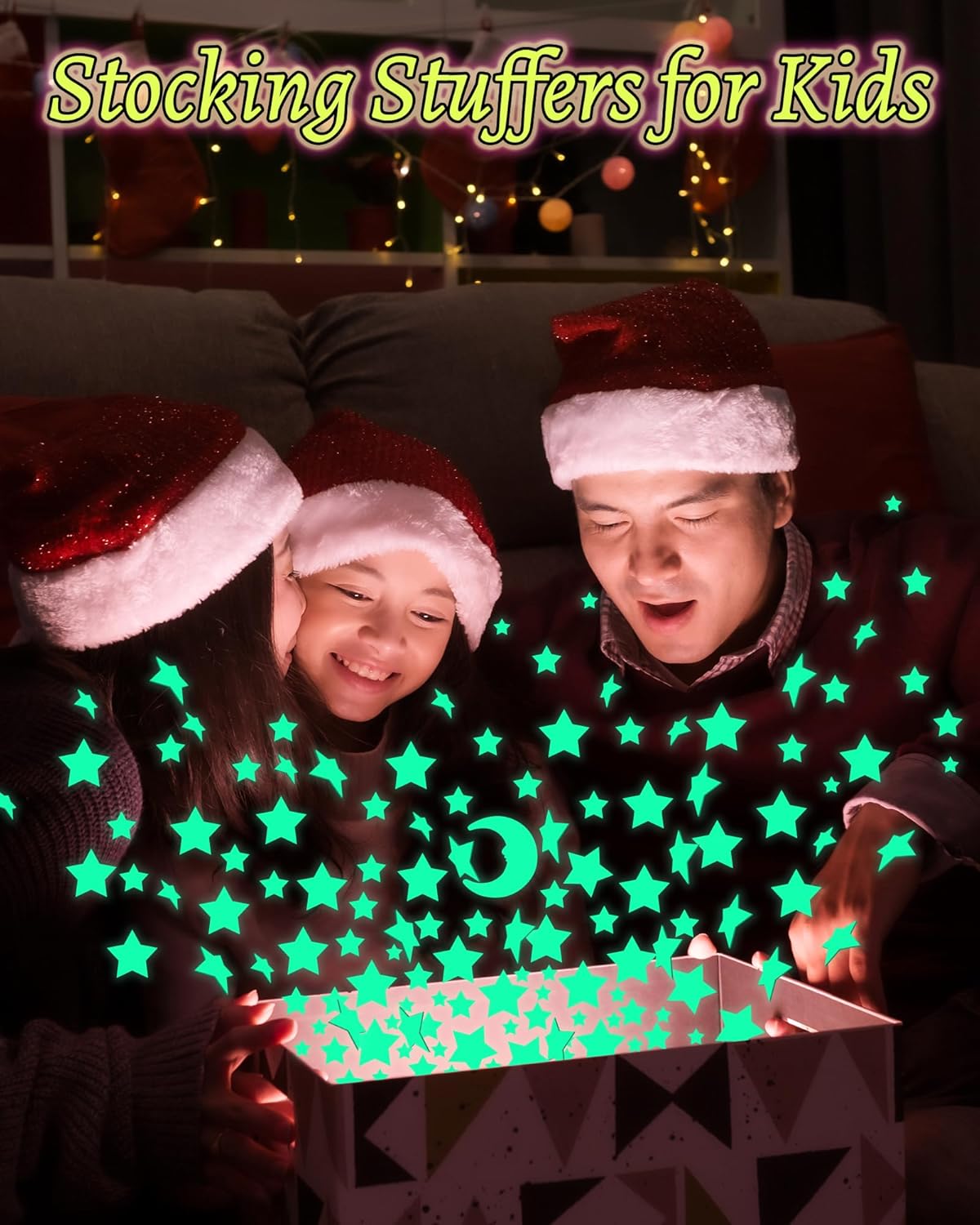 Greingways 201 Pcs Glow in The Dark Stars Stickers for Ceiling Bedroom, Stocking Stuffers for Kids Ages 2-4, 3-5, 4-8, 8-12, Kids Wall Room Decor Toddler Easter Basket Stuffers for Boys Girls